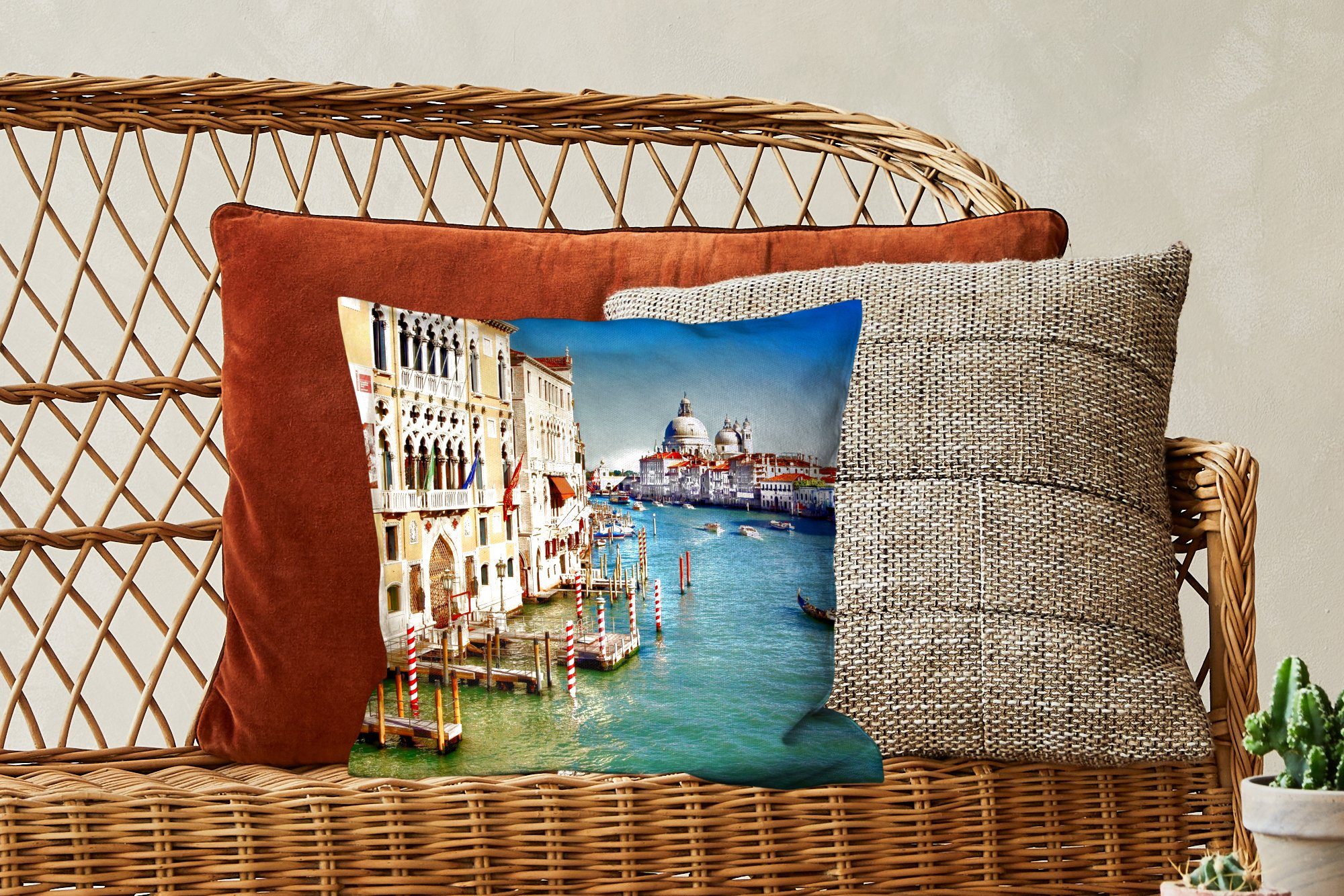 Ein Deko, Schlafzimmer, Wohzimmer, Venedig, Zierkissen Sofakissen mit MuchoWow Füllung für in Tag Dekokissen