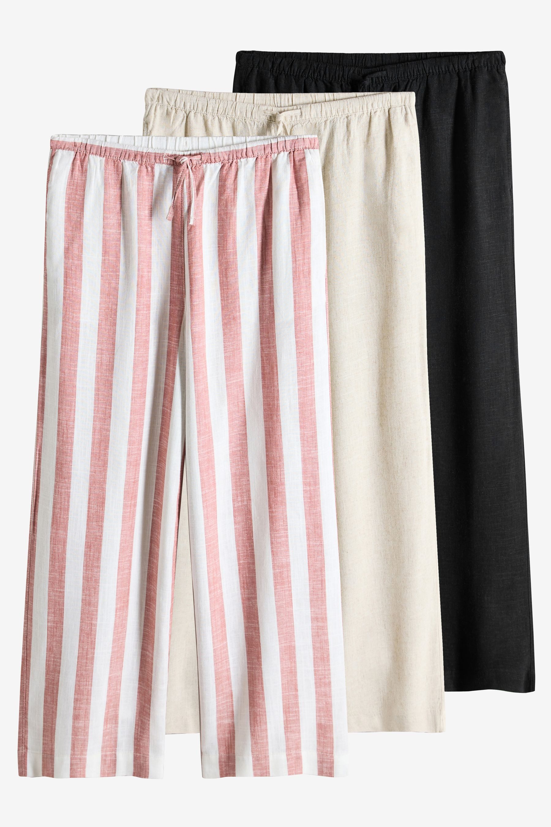 The Set Leinenhose The Set 3er-Pack Hosen mit weitem Bein und Leinen (3-tlg günstig online kaufen