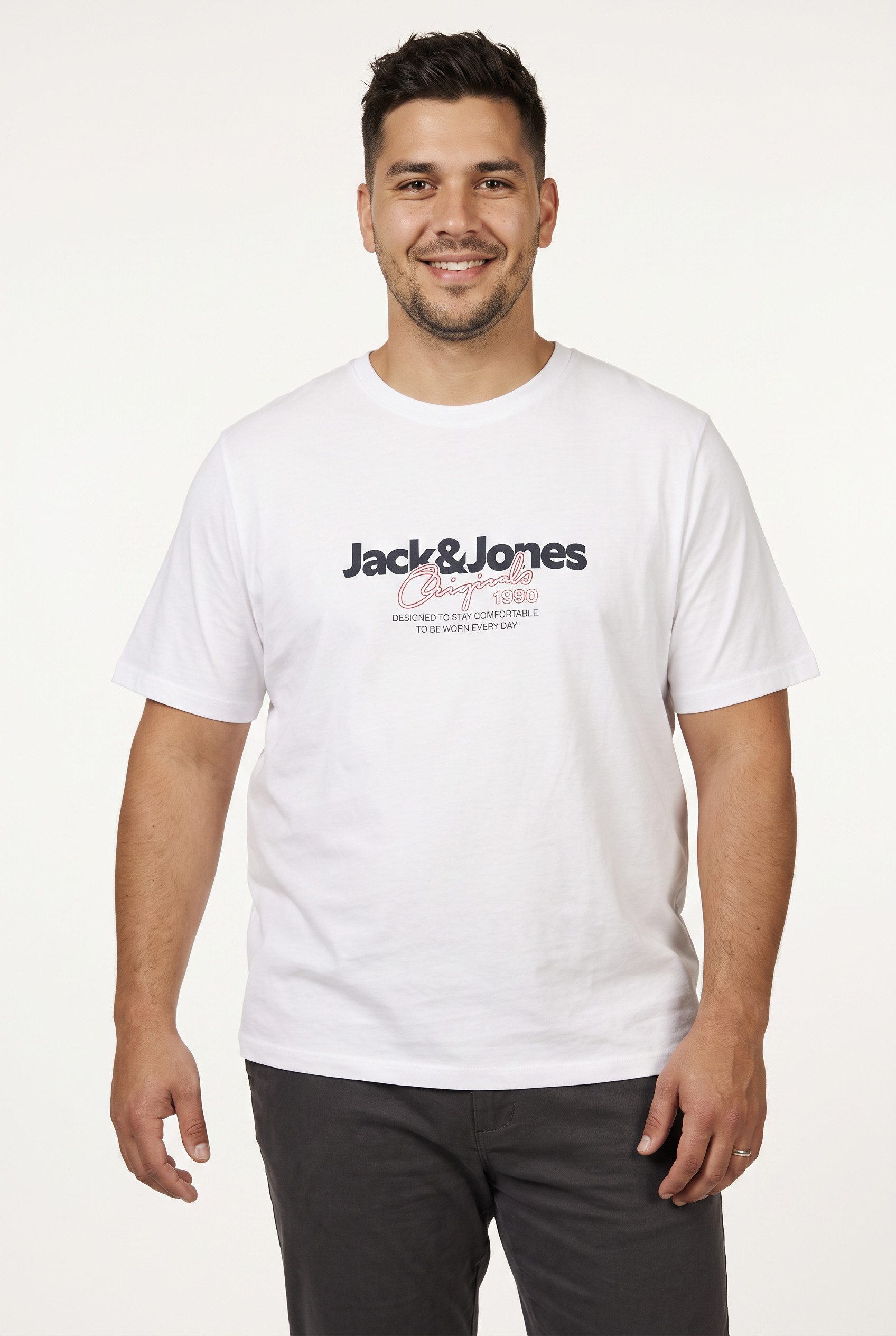 Jack & Jones PlusSize T-Shirt JORCASSIS TEE SS CREW NECK FST PLS mit Logo Schriftzug