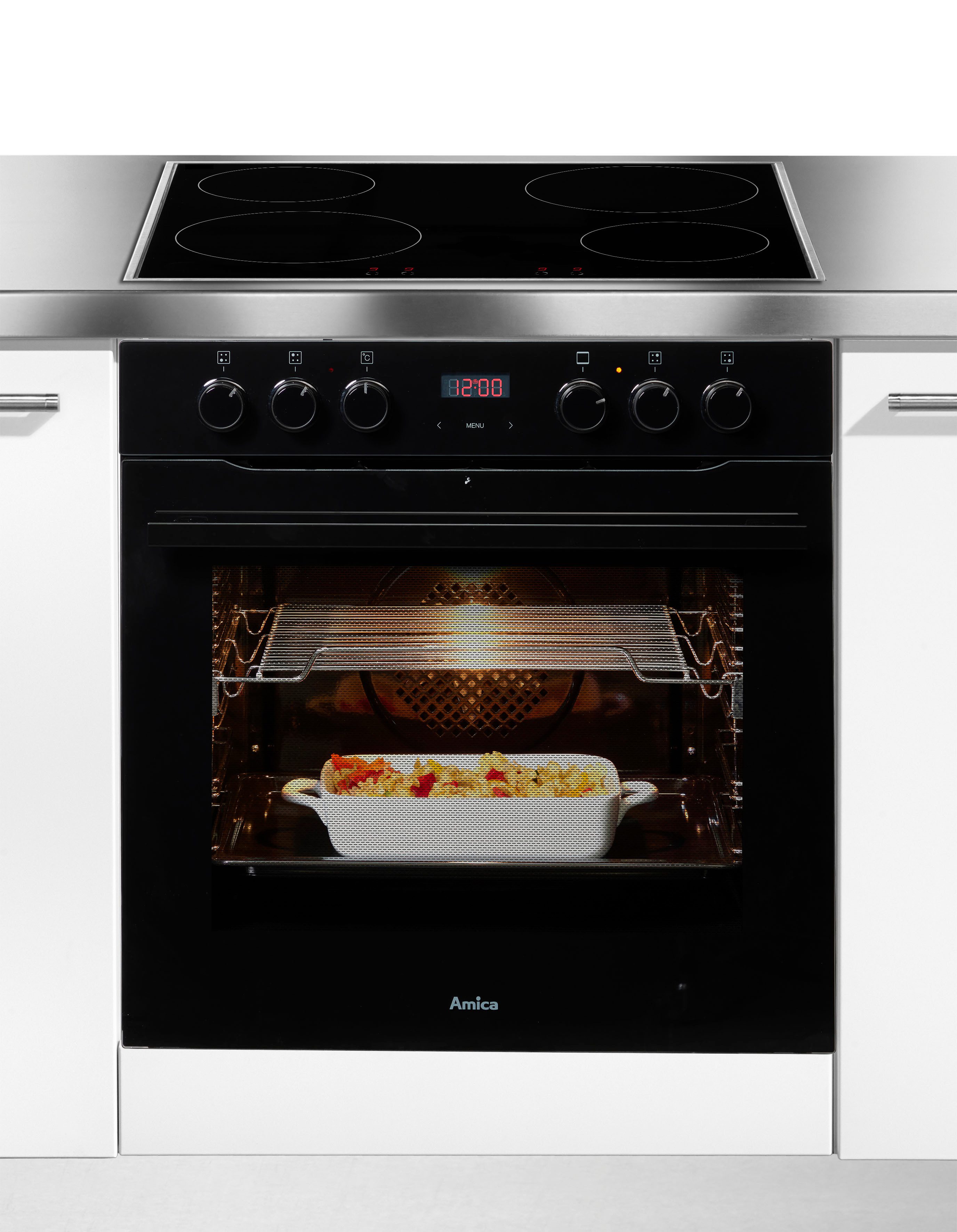 Amica Induktions Herd-Set EHIX 933 133 S, mit 1-fach-Teleskopauszug, Simple Steam Reinigungsfunktion, Bequemes Kochen und Backen mit viel Komfort im Alltag