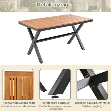 Tongtong Garten-Essgruppe 7-tlg GartenLounge-Set aus Seil,mit Fußpolstern und Sitzkissen,beige, (6 Sessel und 1 Tisch, ink. sechs Sitzkissen), Mit Fußpolstern und sechs Sitzkissen, abnehmbar und waschbar