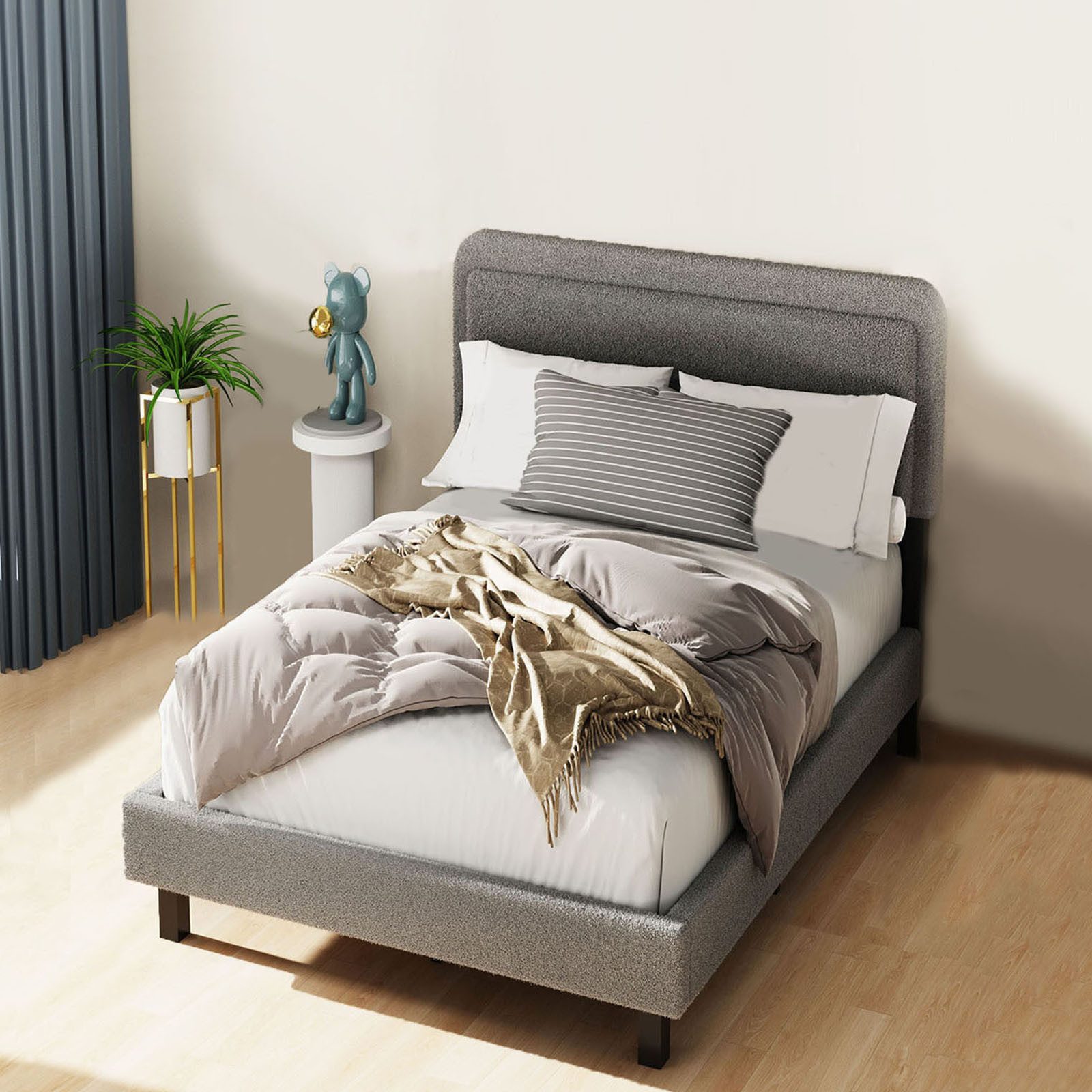 oyajia Polsterbett Doppelbett 140x200/160x200cm mit Lattenrost und Kopfteil günstig online kaufen