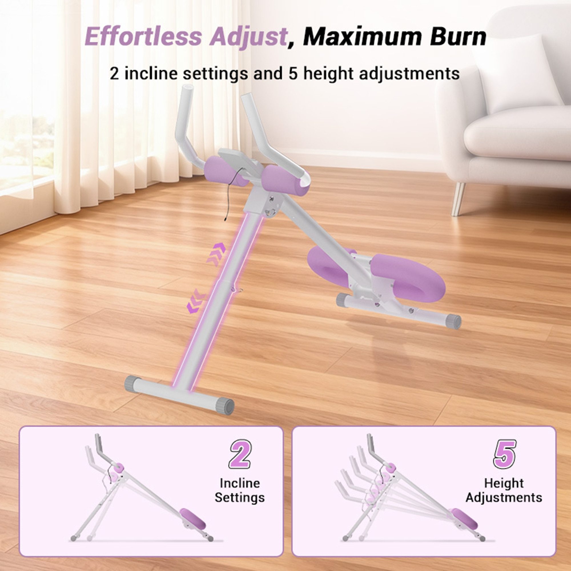 UMAY Bauchtrainer Home Bauchmuskeltrainer Faltbares Design (mit LED-Anzeige Core Trainer Multifunktionales Heimfitnessgerätfür Bauch-und GesäBmuskulatur)