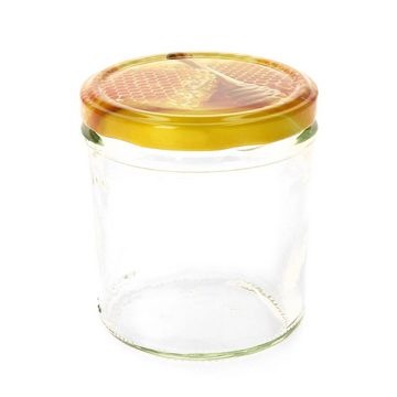 MamboCat Einmachglas 50er Set Sturzglas 350 ml Carino Deckel mit Honigwabe incl. Rezeptheft, Glas