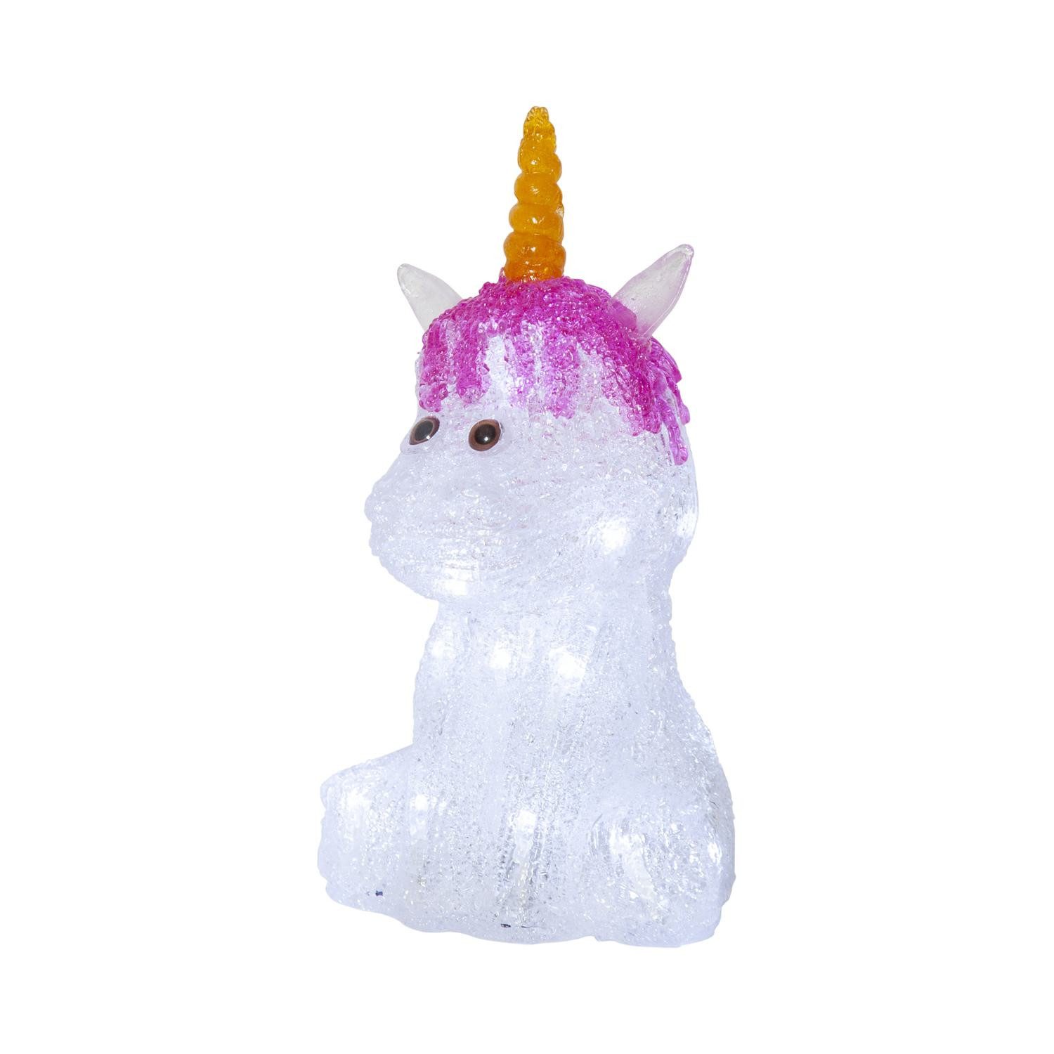 STAR TRADING LED Dekolicht LED Einhorn Crystaline, Einhorn-Dekoleuchte,Crystaline', LED, batteriebetrieben, Timer, weiß-