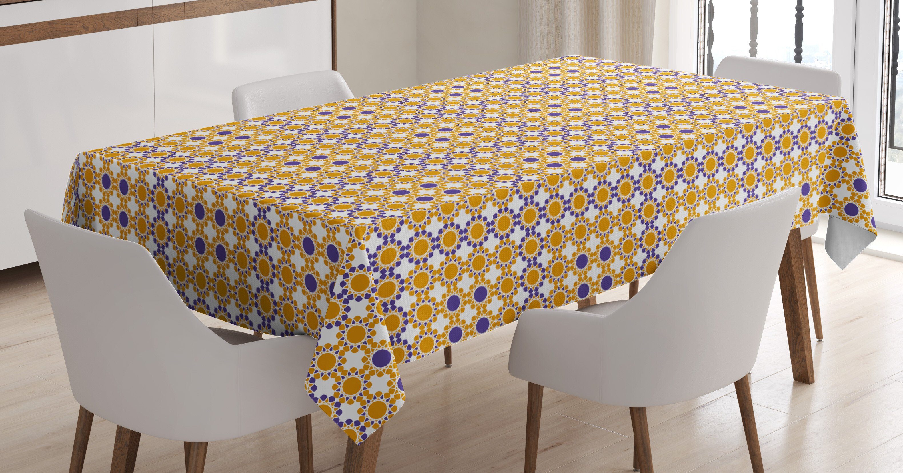 Abakuhaus Tischdecke Waschbar Für Blumen-Motiv den Farben, Bicolor Klare Ethnisch Außen Bereich geeignet Farbfest