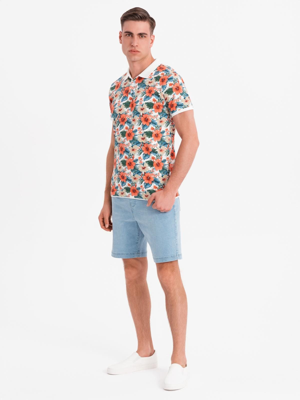 OMBRE Poloshirt Poloshirt aus Baumwolle mit Blumendruck – Bild 4 von 5