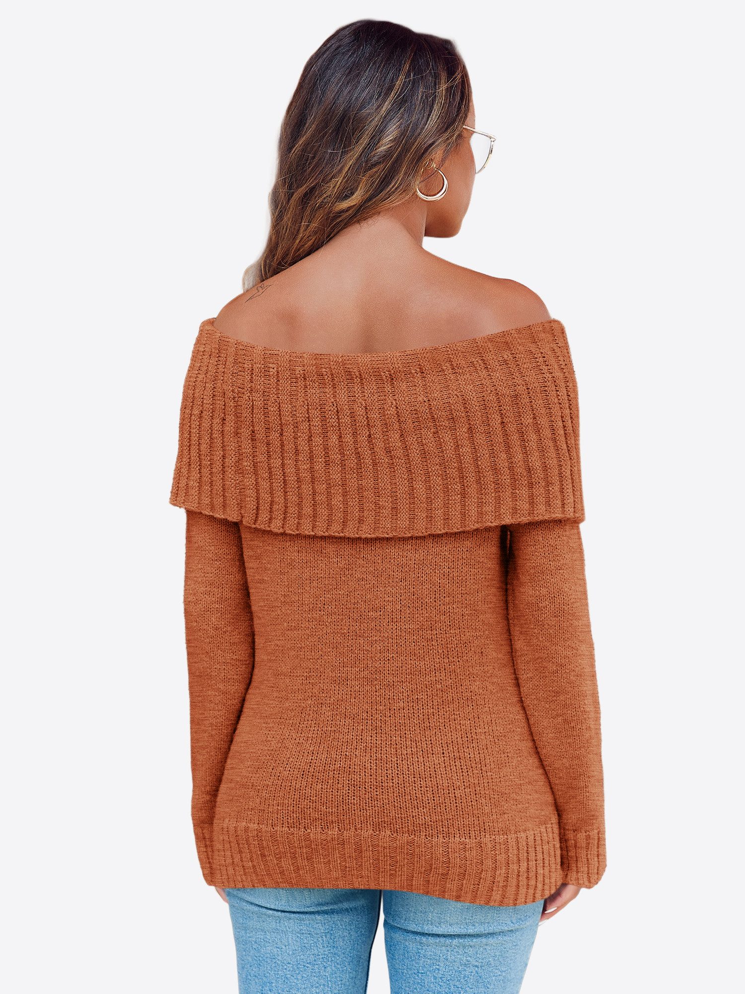 Imily Bela Sweater Damen Oversize Pullover mit schulterfreiem Schnitt (Pack günstig online kaufen