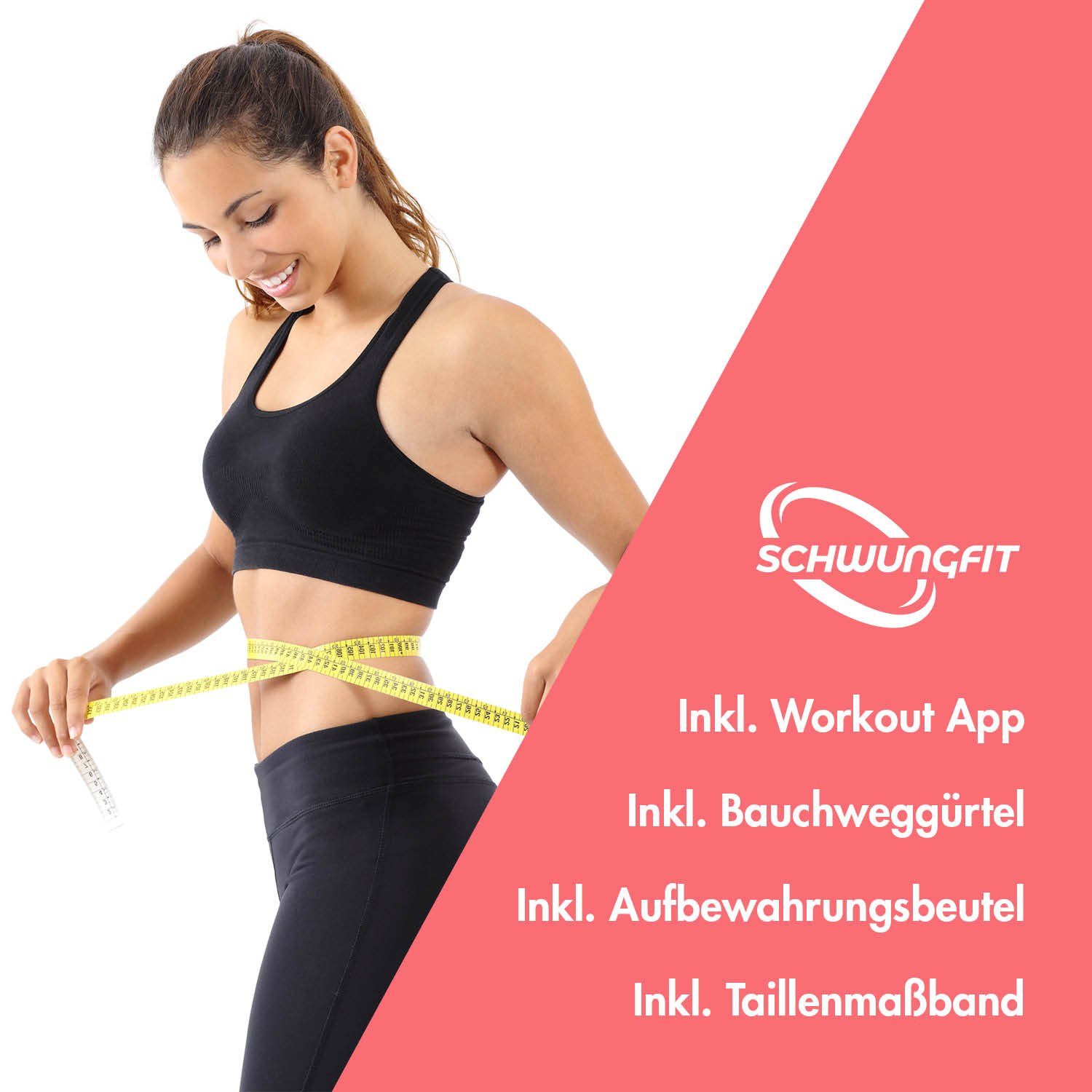 Schwungfit Hula-Hoop-Reifen Set 1,2 kg - Inkl. Tasche und Bauchweggürtel (1,2 Kg Hula Hoop Reifen mit 100cm Durchmesser), mit Schaumstoff Polster & Massagefunktion