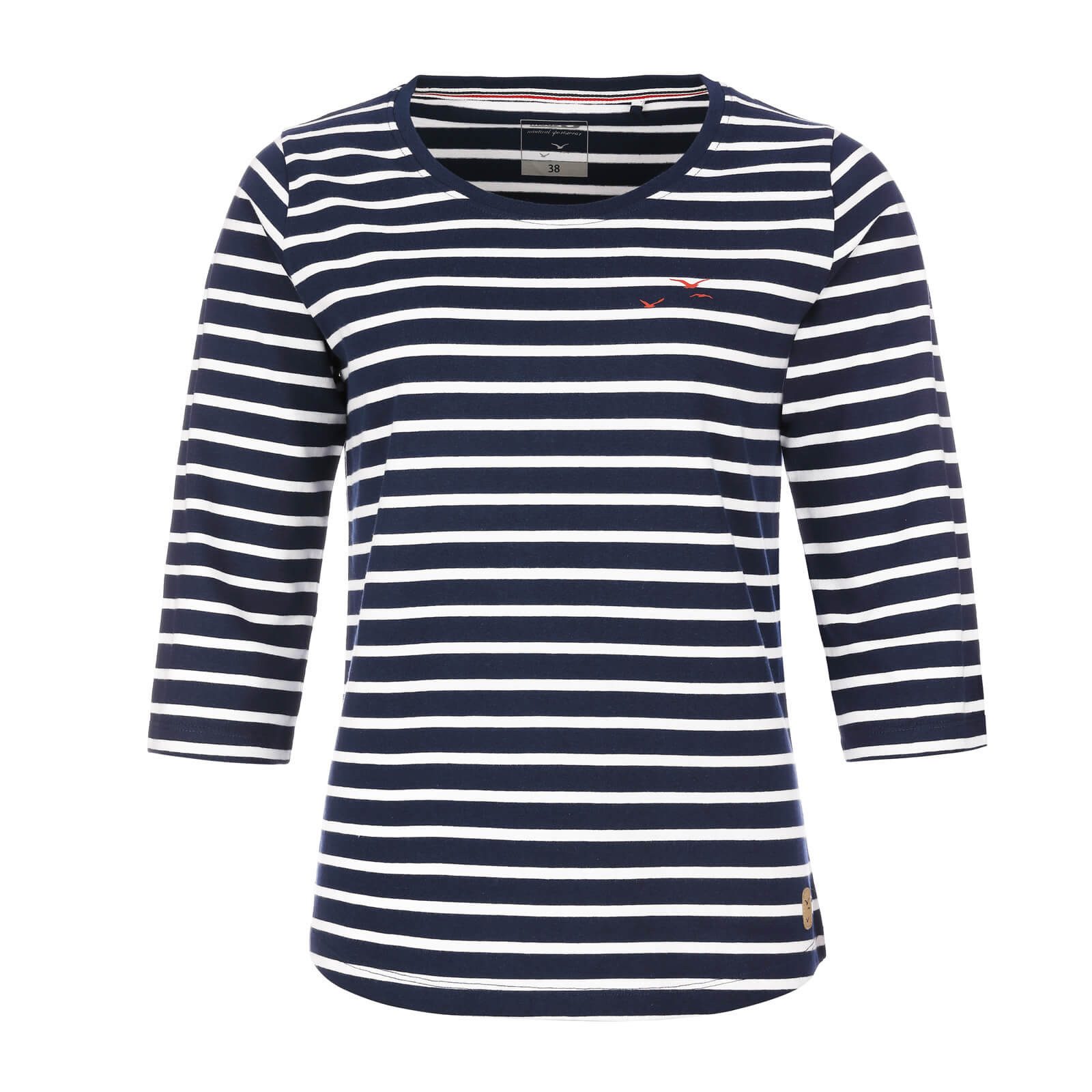 modAS 3/4-Arm-Shirt Damen 45902 Bretonisches Shirt 3/4-Arm Rundhals Ringelshirt Baumwolle Streifenshirt atmungsaktiv & hautfreundlich, Maritimer Tragekomfort