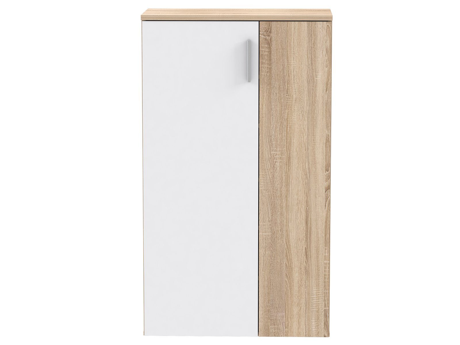 68,9 cm, Konstruktionsboden Moderner Schuhschrank Spanplatte möbelando 2 cm mit Tiefe / Holztüren, und in Einlegeböden. 4 1 120,4 Gretna aus Sonoma-Eiche Schuhschrank Nachbildung Höhe Breite Weiß 36,3 cm,