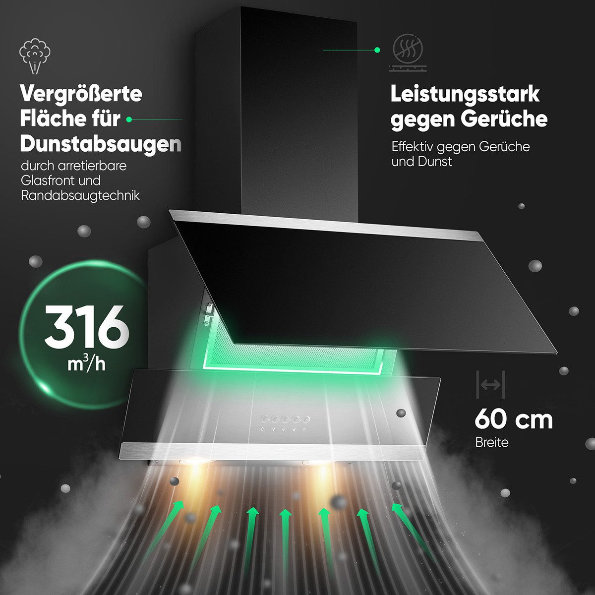 BOMANN Kopffreihaube DU 7610 G DU 7610 G, Dunstabzugshaube 60cm, für Umluft und Abluft