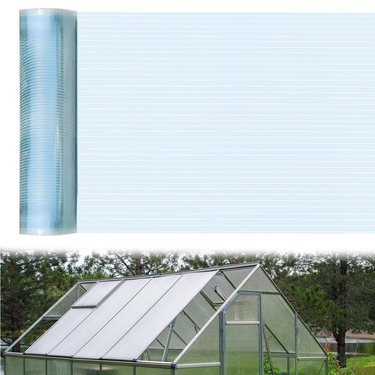 FANNOU Dachpappe Polycarbonat-Dachplatten, UV-beständig, transparente Gewächshausfolie, isolierende Polycarbonatfolie für Terrassen Balkon Fenster Carport