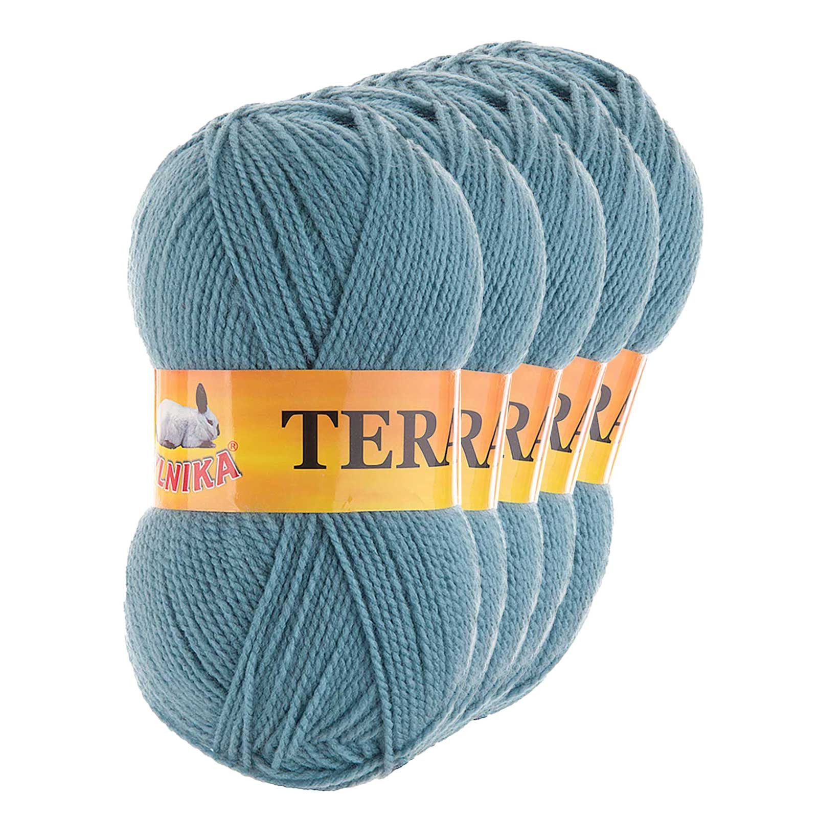 VLNIKA 100g Strickgarn TERA Uni Handstrickgarn Klassikgarn Farbwahl 2/2 Häkelwolle, 1550 m, 197 hellpetrol
