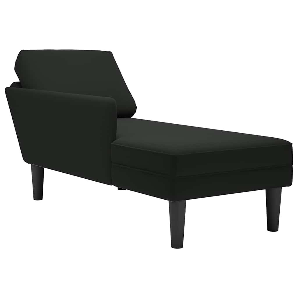 Chaiselongue Chaiselongue mit Kissen und Rechter Armlehne Schwarz Samt