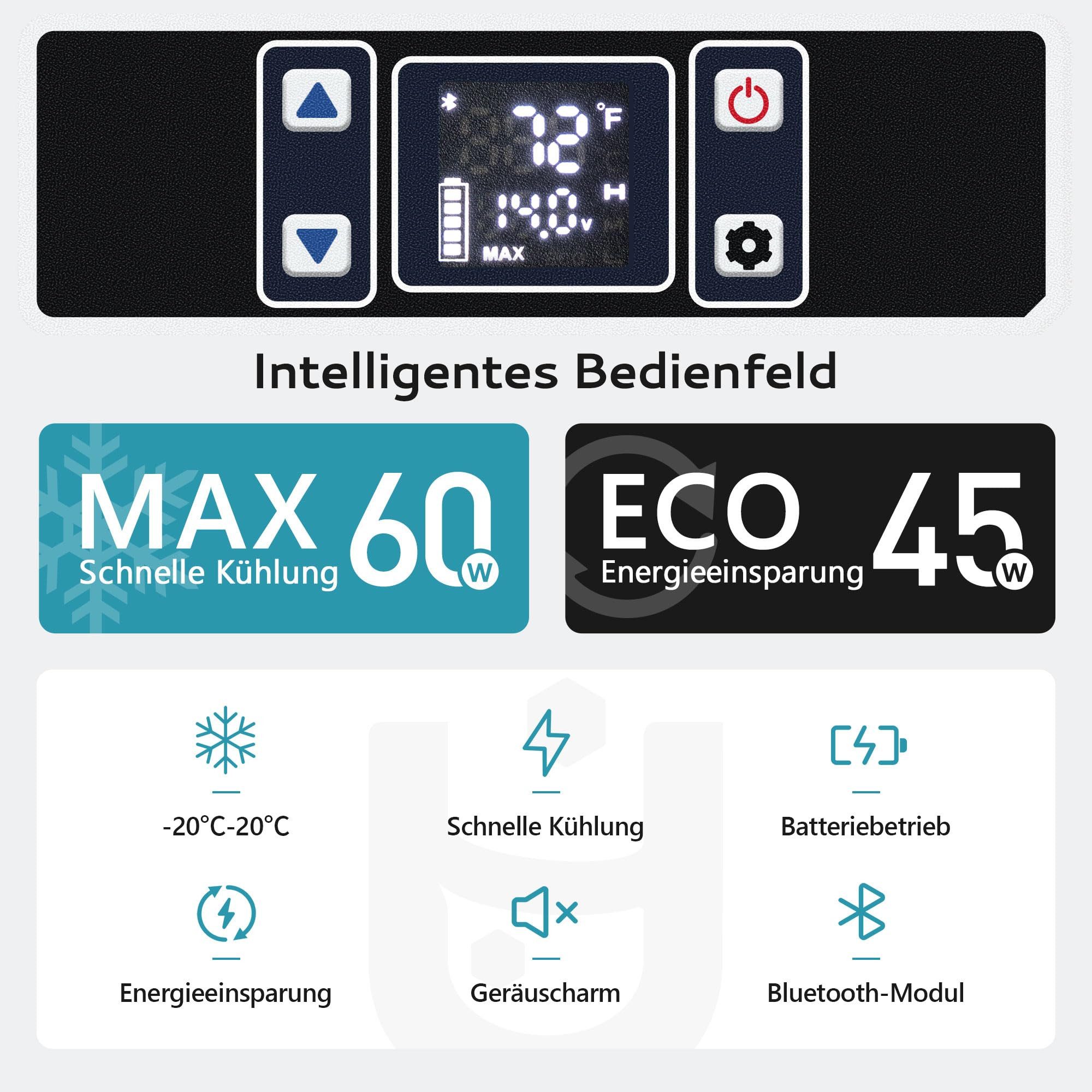 EUHOMY Elektrische Kühlbox Auto-Kompressor-Kühlbox mit App-Steuerung,12 V/240 V Kühlschrank, -20 °C bis 20 °C, Tragbarer Kühlschrank für Camping, Reisen und LKW – Bild 5 von 5