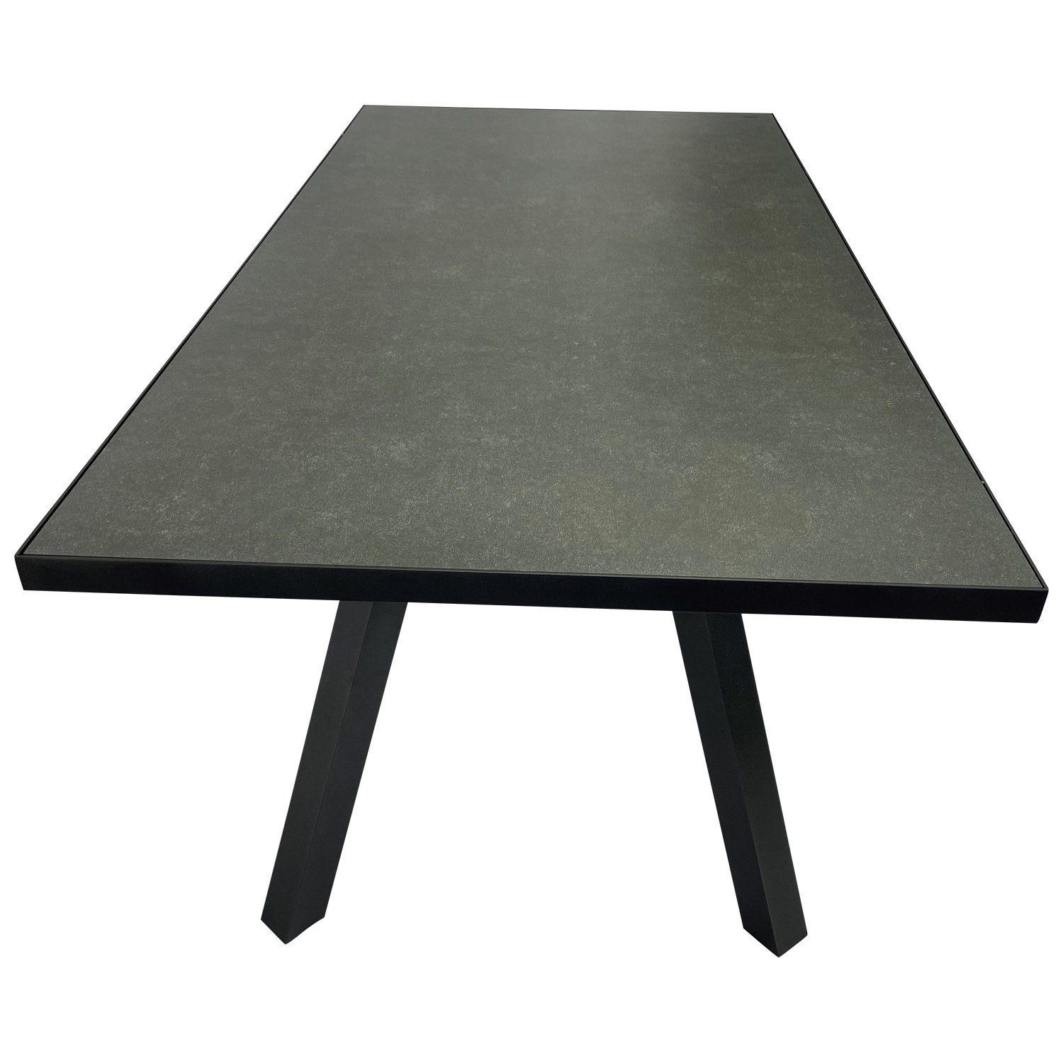 DEGAMO Gartentisch MANCIANO (1-St), Aluminium dunkelgrau + Glas in Keramikoptik dunkelgrau
