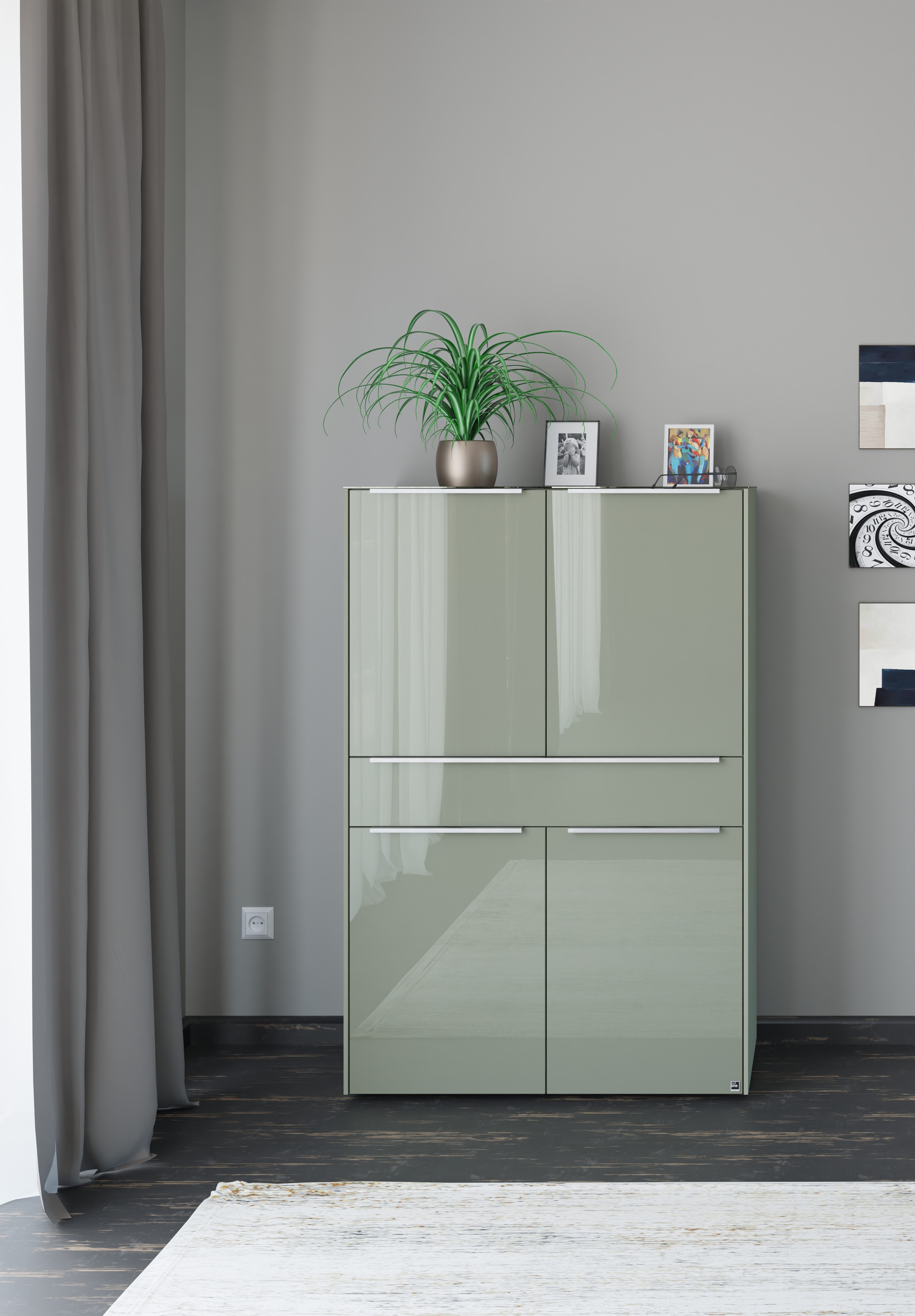 set one by Musterring Highboard Reno (1 St), Mit Gleitern und in verschiedenen Farben erhältlich