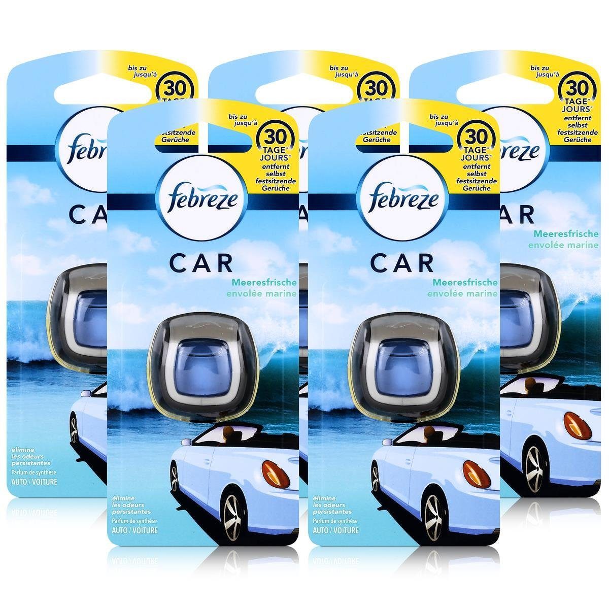 Febreze Raumduft Febreze Car Meeresfrische, 2 ml - Lufterfrischer für das  Auto (5er Pac