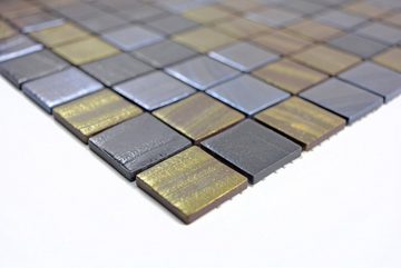 Mosani Mosaikfliesen Glasmosaik Nachhaltiger Recycling schwarz anthrazit satin gold