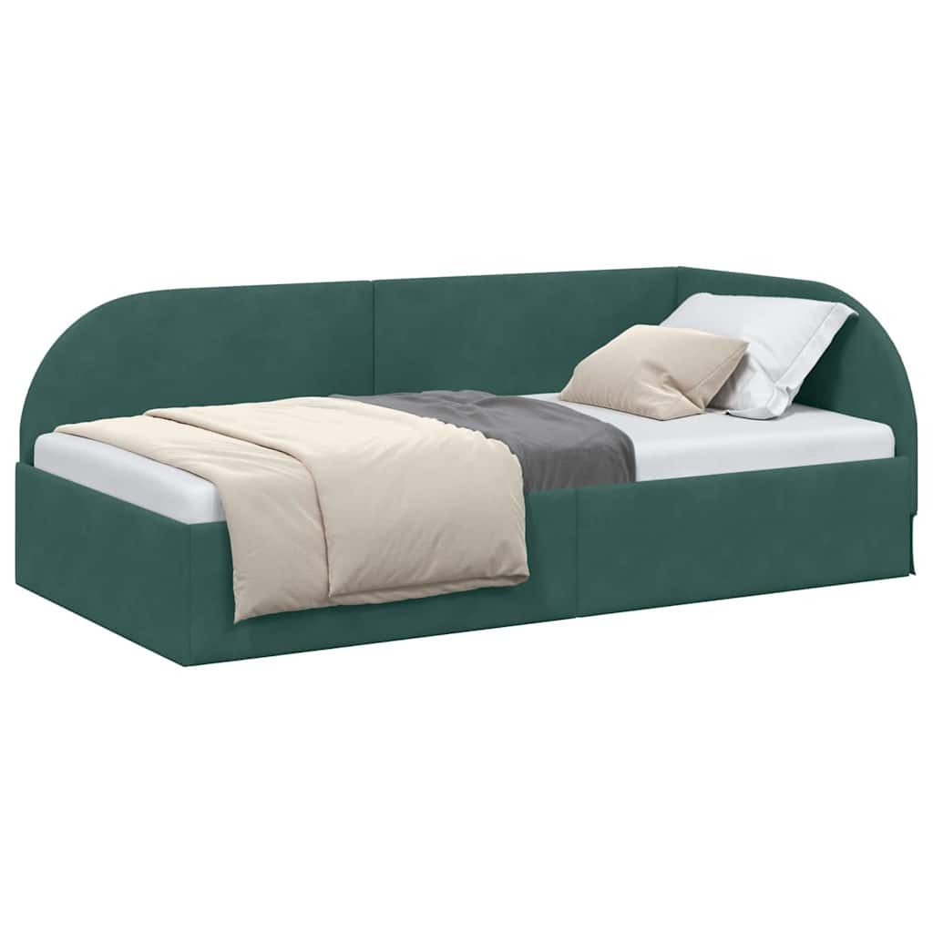 vidaXL Bett Eckbettgestell mit Kopfteil Dunkelgrün günstig online kaufen