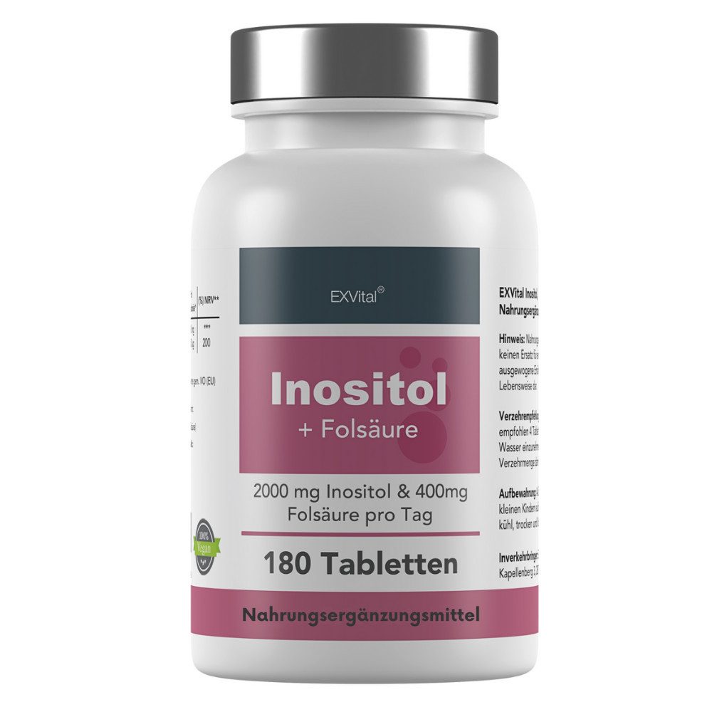 Inositol Tabletten, hochdosiert mit Folsäure Tabletten, 90 g