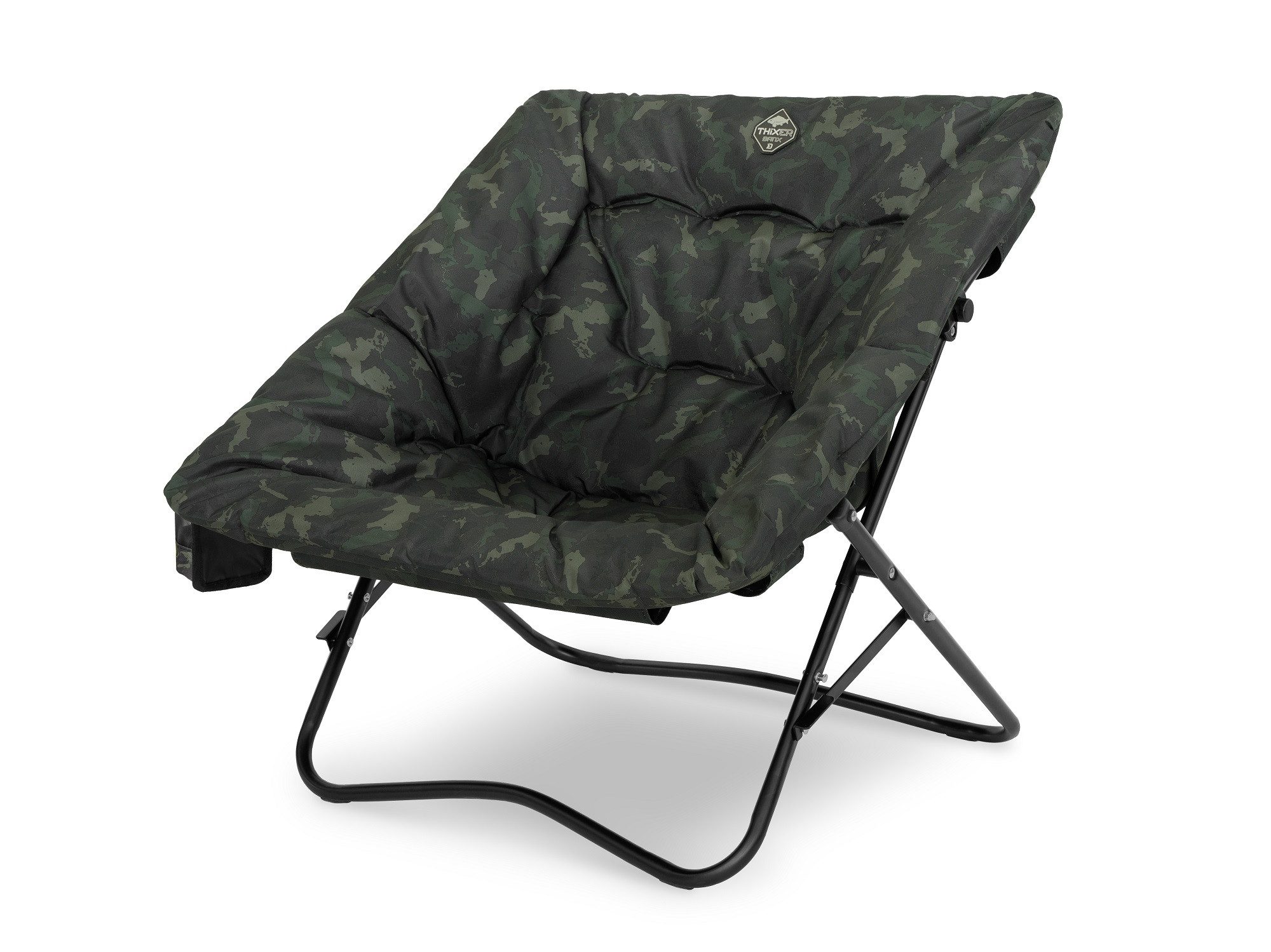 Delphin.sk Angelstuhl THIXER Banx Sessel 130kg - stabil - mit Seitentasche - klappbar (1 St), Gestell aus Metall, sehr robust und bequem