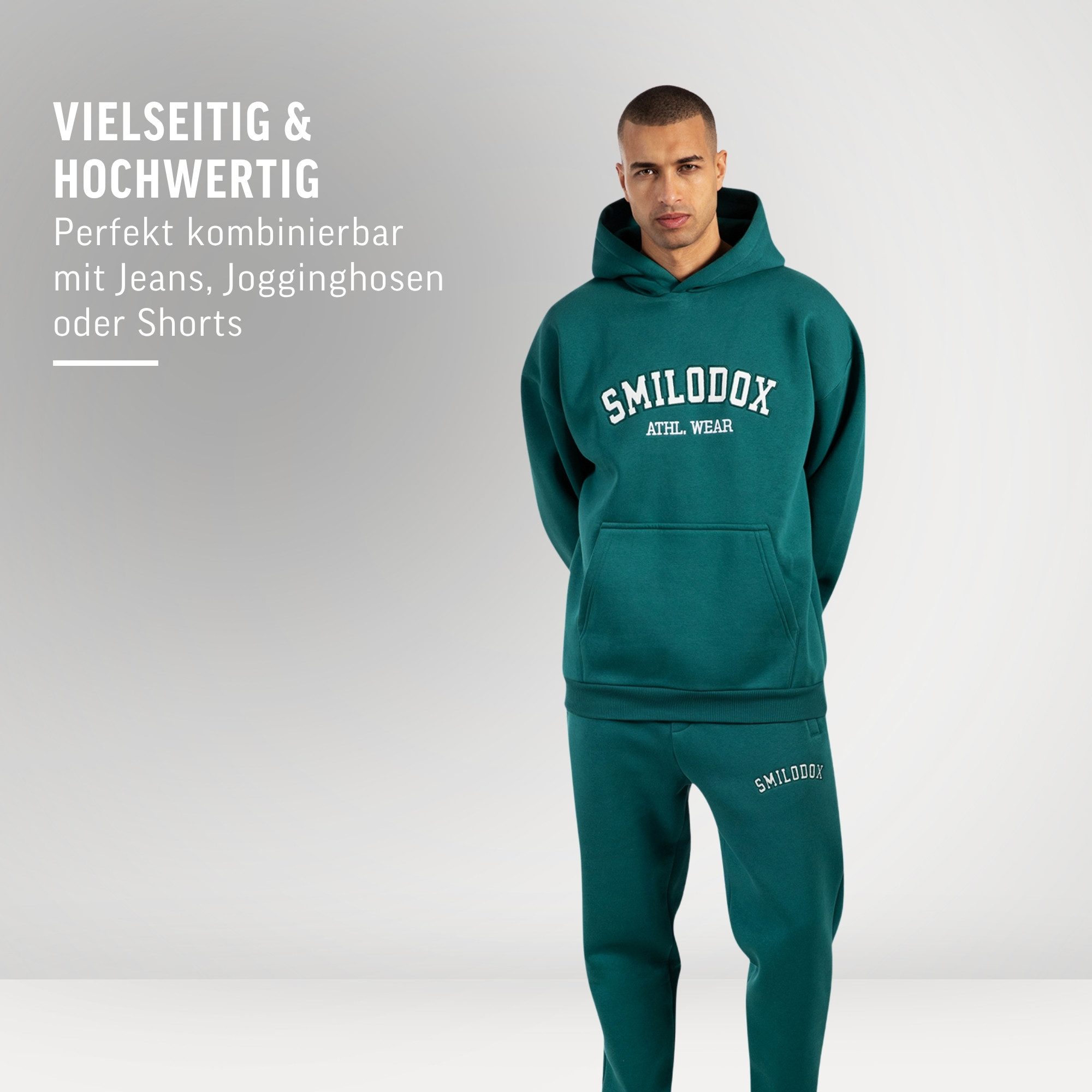 Smilodox Hoodie Kayson, Oversize Kapuzenpullover, Frontprint, große Kapuze Sweatshirt Kängurutasche weicher Stoff Warmer Pulli Streetstyle Alltag Freizeit