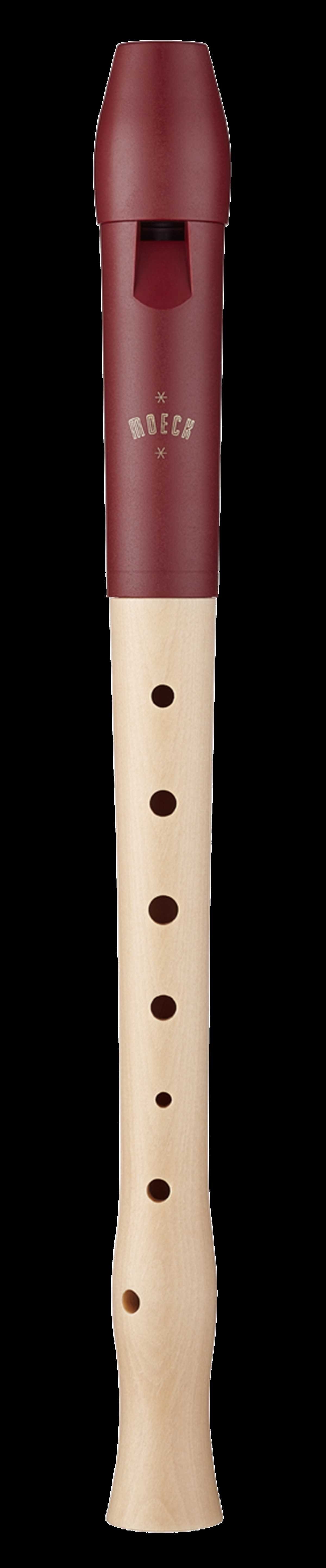 Blockflöte Moeck Flauto 1 Plus 1020 Ahorn Kopf aus Kunststoff/rot