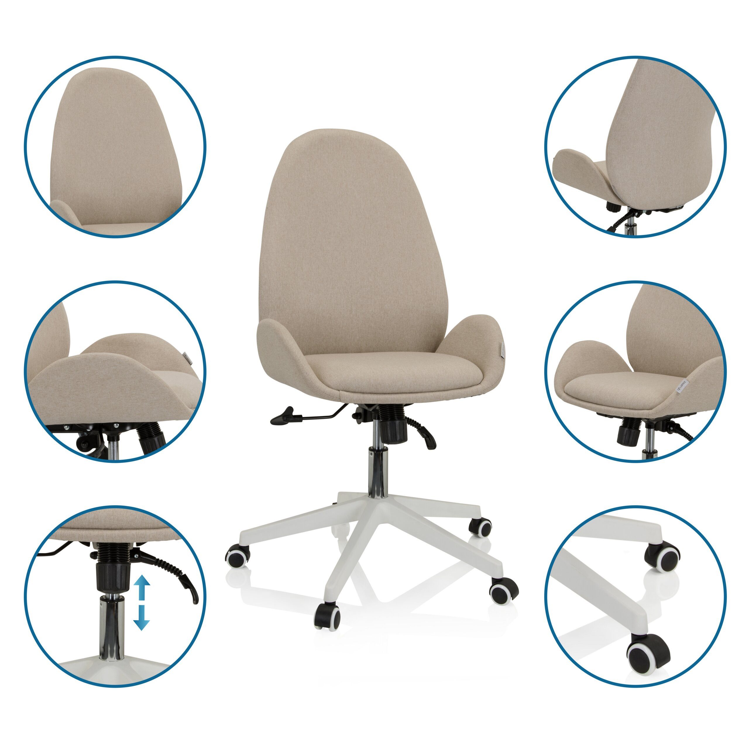 hjh OFFICE Drehstuhl Home Office Bürostuhl Avea I Stoff mit Armlehnen (1 St), Schreibtischsessel, Drehbarer Schreibtischstuhl