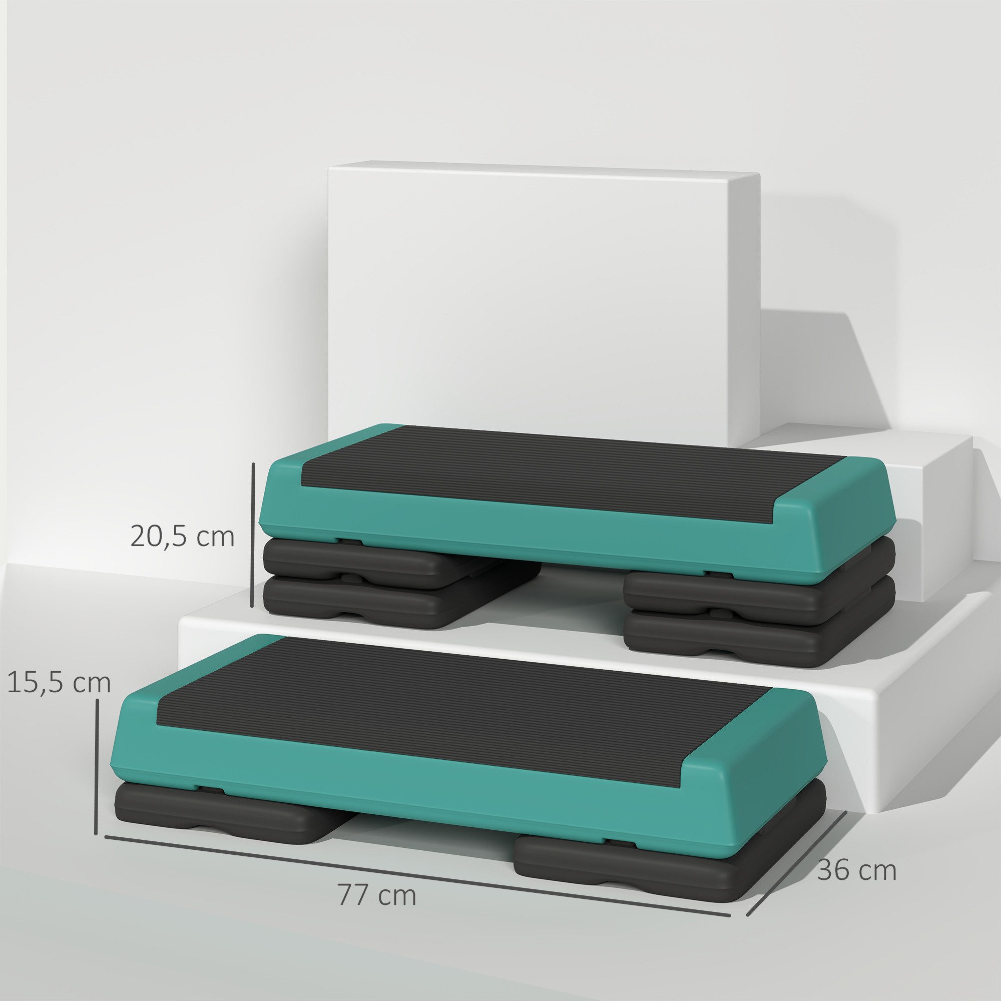 SPORTNOW Stepper Fitness Step Bench mit Anti-Rutsch-Matte Rutschfest (Fitness Aerobic Stepper, 1-tlg., Steppbrett), für Zuhause Fitnessstudio Büro Grün