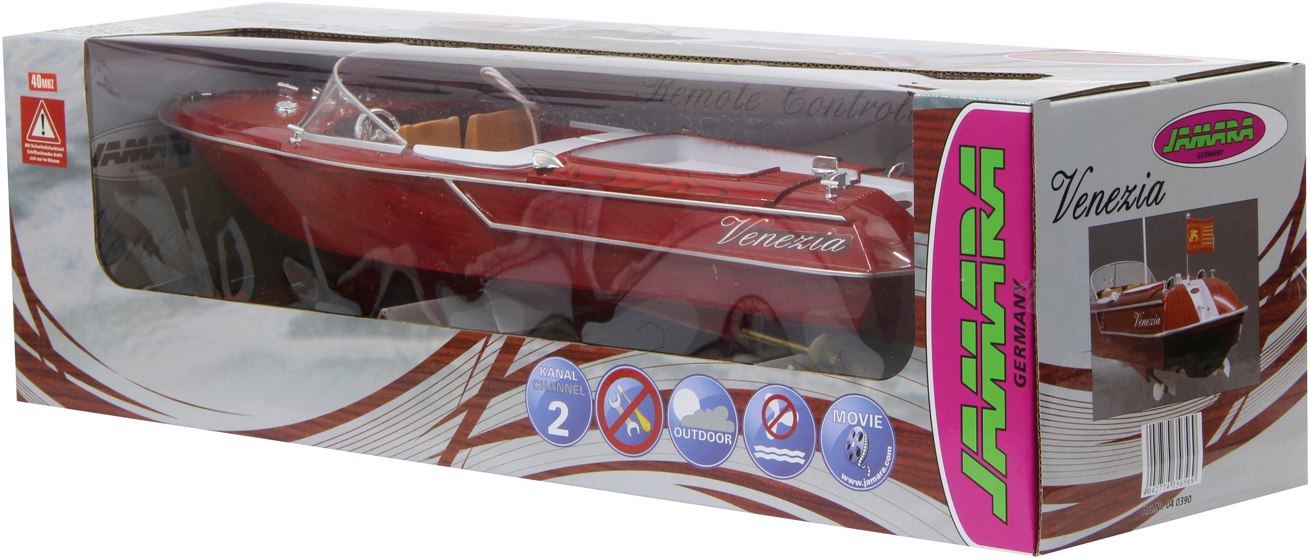 Jamara RC-Boot Venezia, 2 Kanal 40MHz, mit LED beleuchteter Fernsteuerung