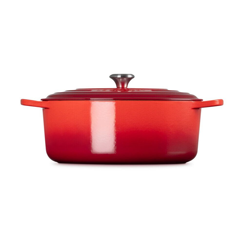 LE CREUSET Bräter Bräter mit Deckel 35 cm Signature Kirschrot, Emailliertes Gusseisen, Schmortopf, Cocotte, Bratentopf, ca. 8-10 Personen, Ø35cm, Gusseisen