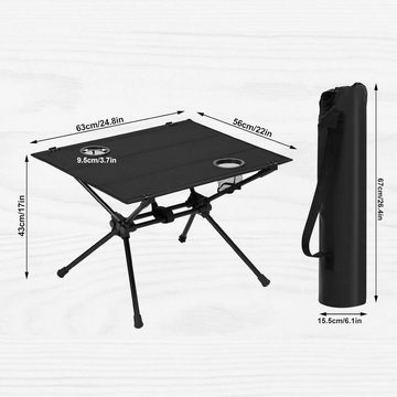 Woltu Campingtisch (1-St), Ultraleichter Picknicktisch mit Aufbewahrungstasche, klappbar