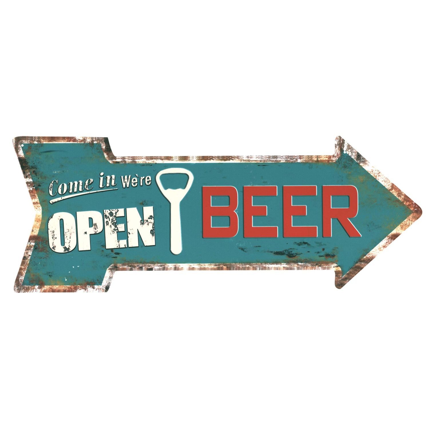 Moritz Metallschild Blechschild Beer Come in We`re Open, (Einzeln), 20 x 25cm Vintage Retro Deko Schild Metallschild Wandbild Schild
