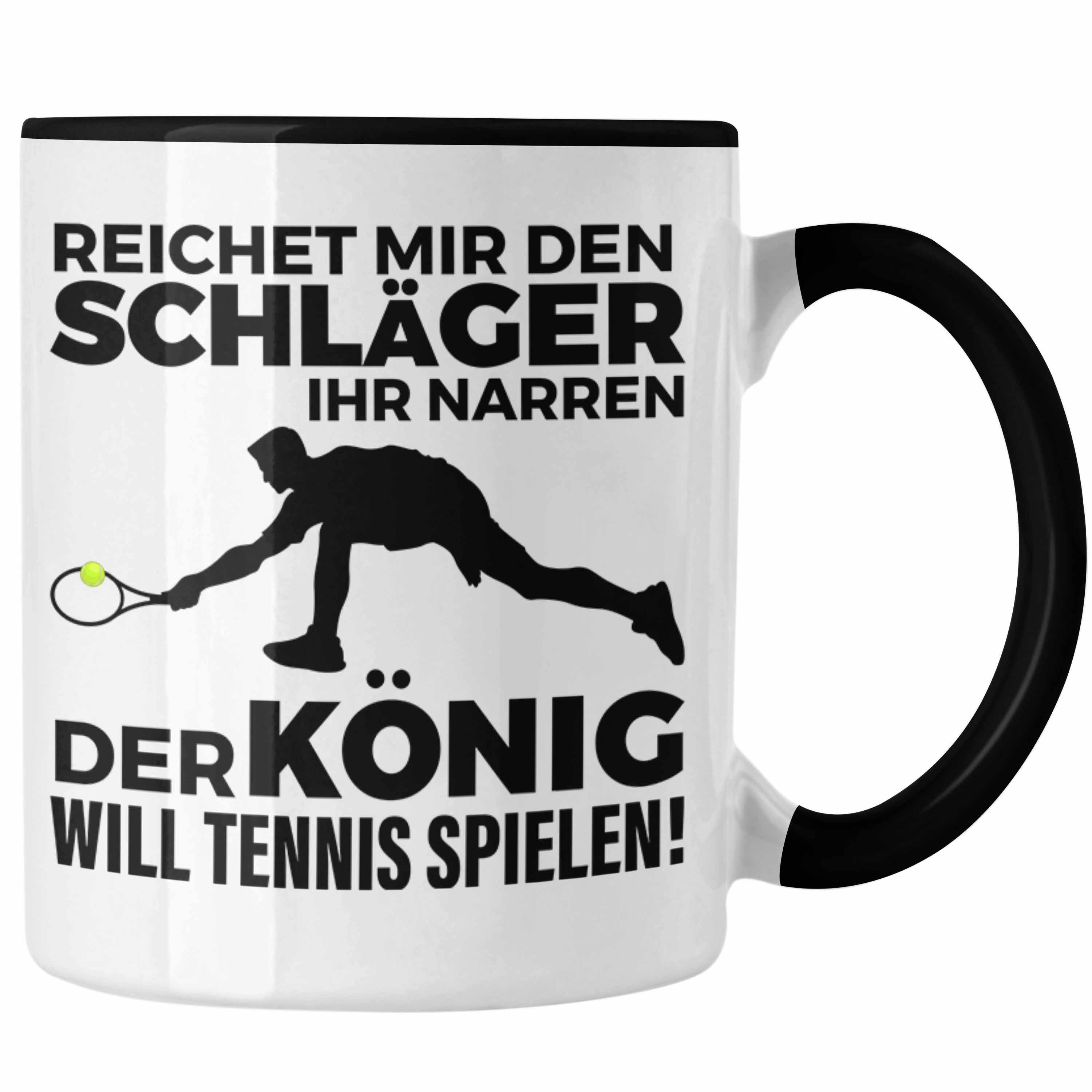 Trendation Tasse Trendation - Tennis Tasse Geschenk Tennisspieler Geschenkidee Spruch Coach Trainer Mann Männer Schwarz