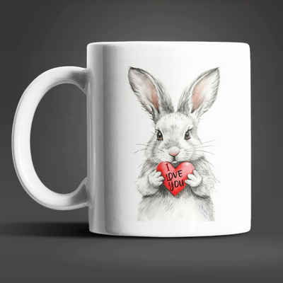 WS-Trend Tasse Hase Bunny Ich Liebe Dich Valentinstag Kaffeetasse Geschenkidee, Keramik, 330 ml