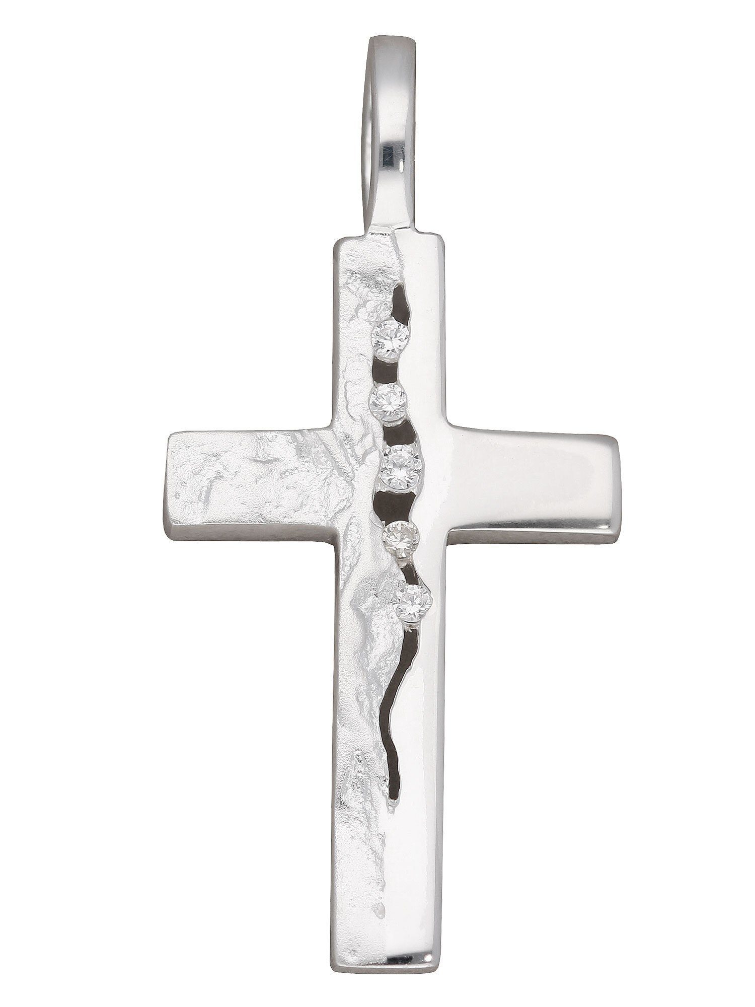 Adelia´s Kettenanhänger 925 Silber Kreuz Anhänger, mit Zirkonia Silberschmuck für Damen & Herren