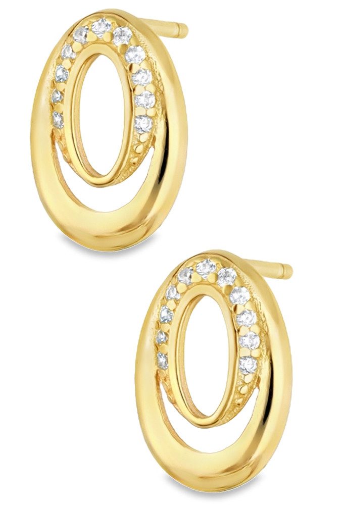 Paar Ohrstecker 925 Sterling Silber 18k Gold vergoldet Damen Frauen Ohrringe
