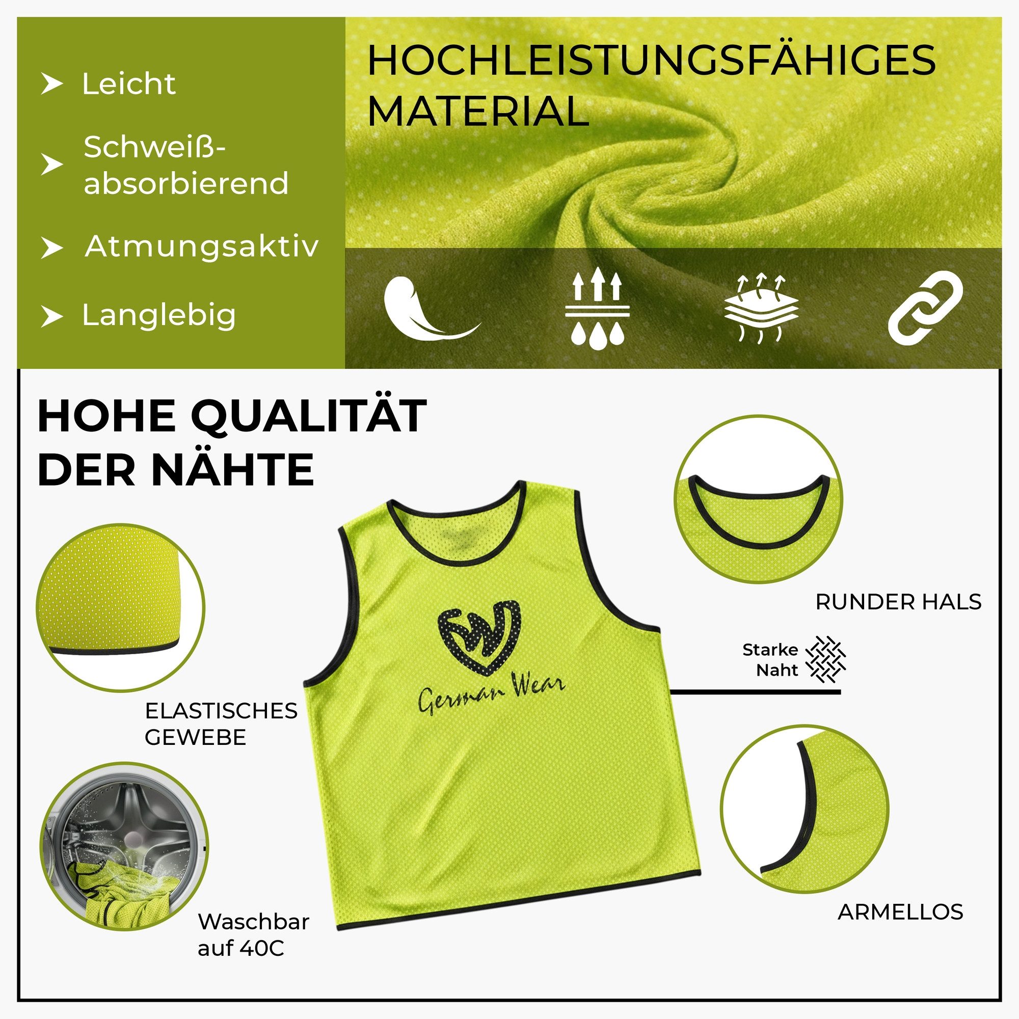 German Wear Trainingsleibchen GWLB01 6er Pack (Spar-Set, 6er-Pack) 6er pack Fußball Leibchen Trainingsleibchen