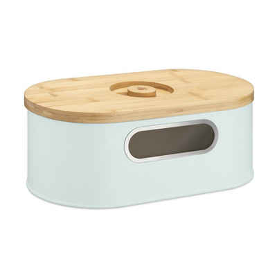 Navaris Brotkasten Brotbox mit Holzdeckel - Brottopf Küche aus Bambus oval, Eisen, (1-tlg)
