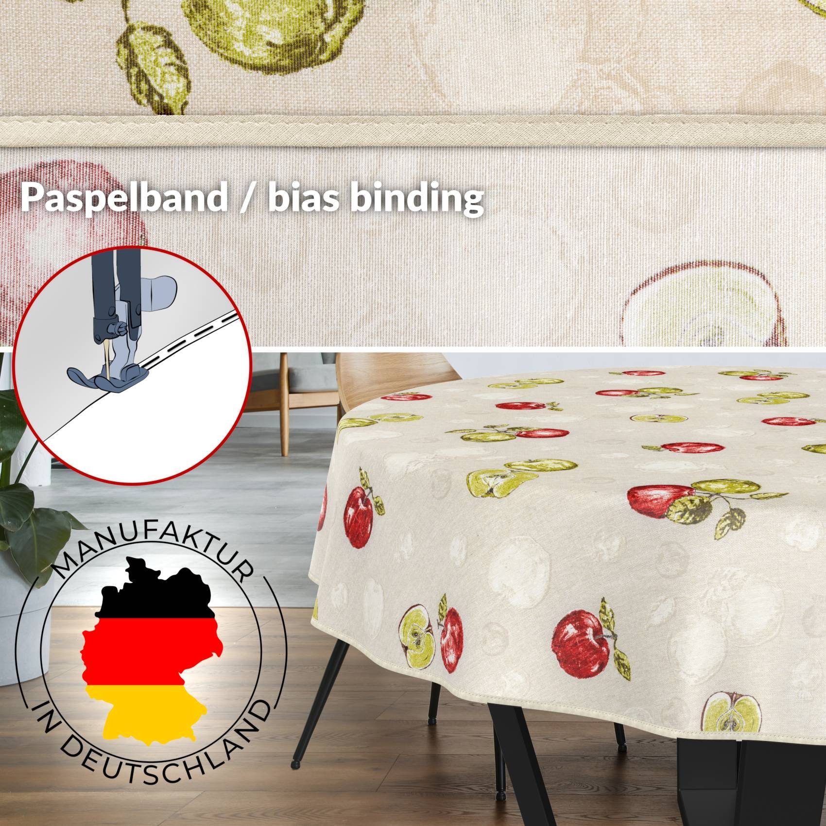 ANRO Tischdecke mit Tee und Kaffee aus Textil Tischtuch mit Beschichtung Tischwäsche (Einzelstück 1-tlg), auch als Gartentischdecke - mit Schutzschicht