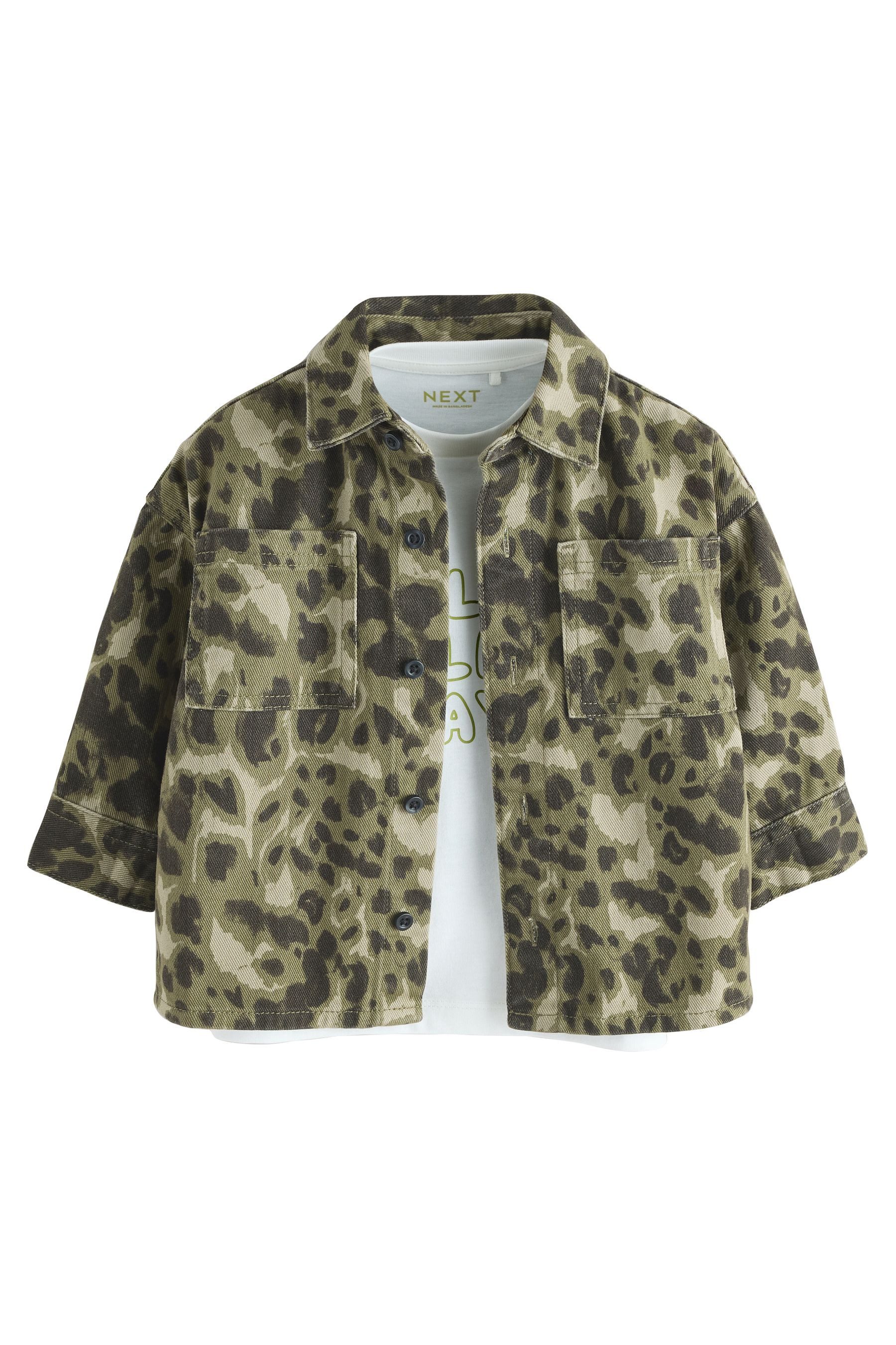 Next Hemdjacke Hemdjacke mit Camomuster und T-Shirt, 2er-Set (2-St)