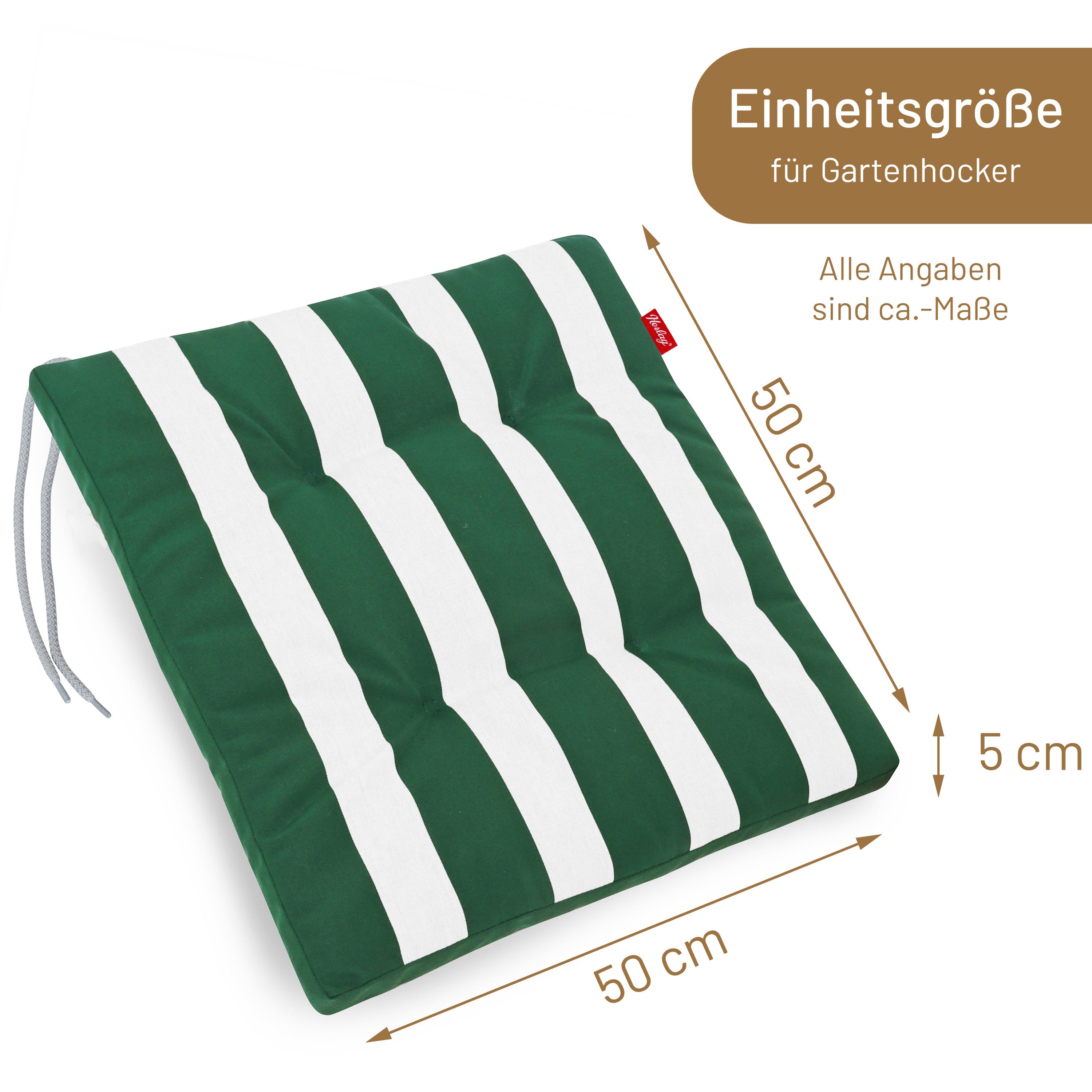 Herlag Hockerauflage Mia, Sitzauflage Hocker 50x50x5cm Grün Gestreift