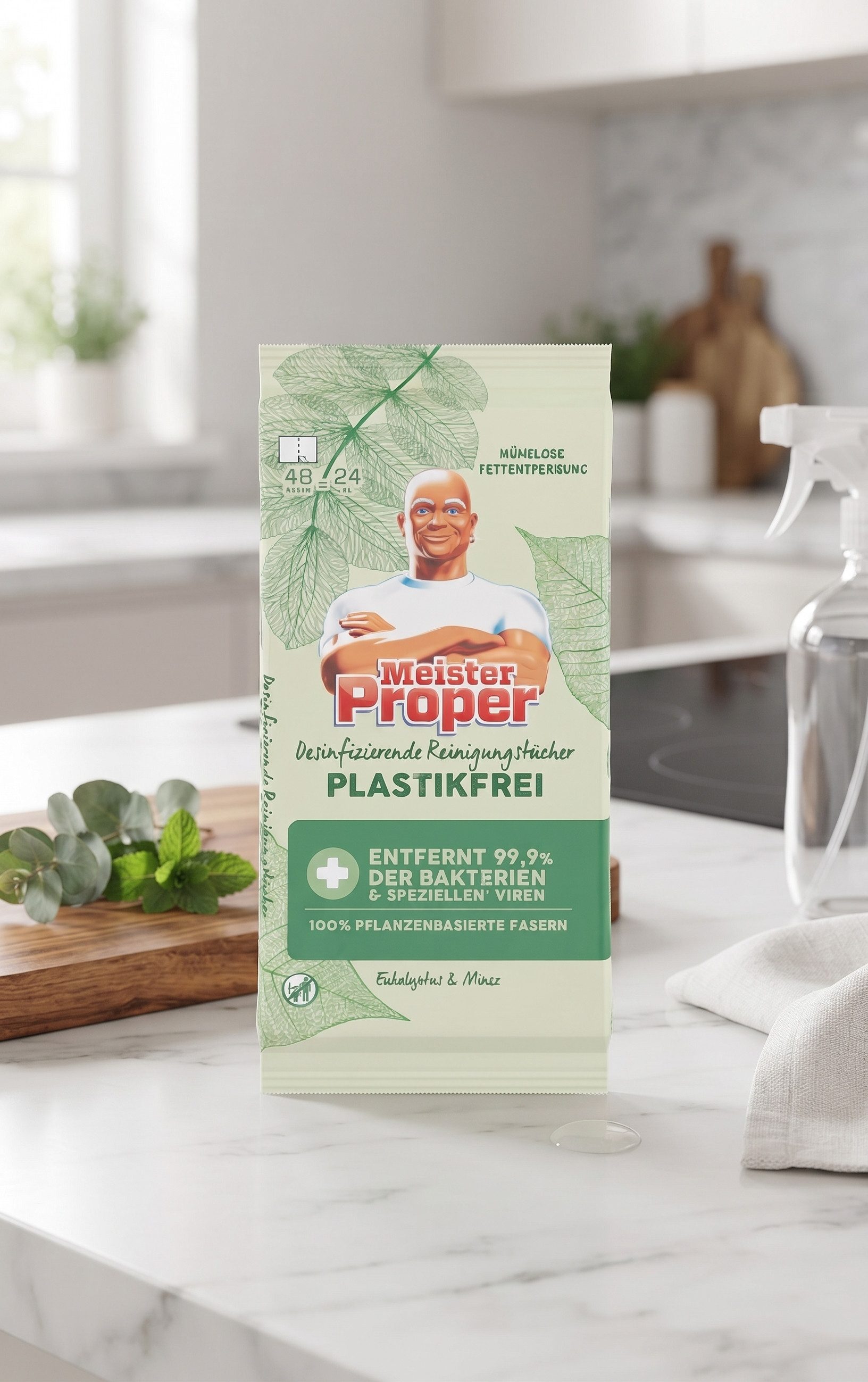 MEISTER PROPER Meister Proper desinfizierende Reinigungstücher, plastikfrei Reinigungstücher (24-tlg)