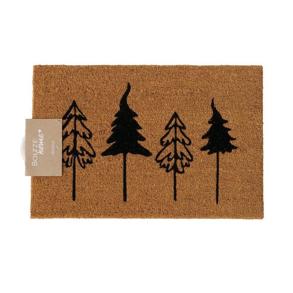 BOLTZE Fußmatte Fußmatte GREGOR natur mit schwarzen Tannenbäumen Weihnachte günstig online kaufen