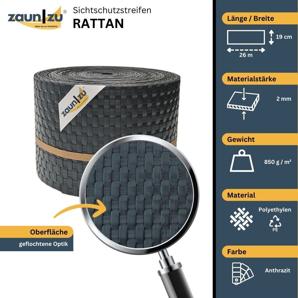 zaunzu Sichtschutzstreifen Rattan PE für Doppelstabmatten günstig online kaufen