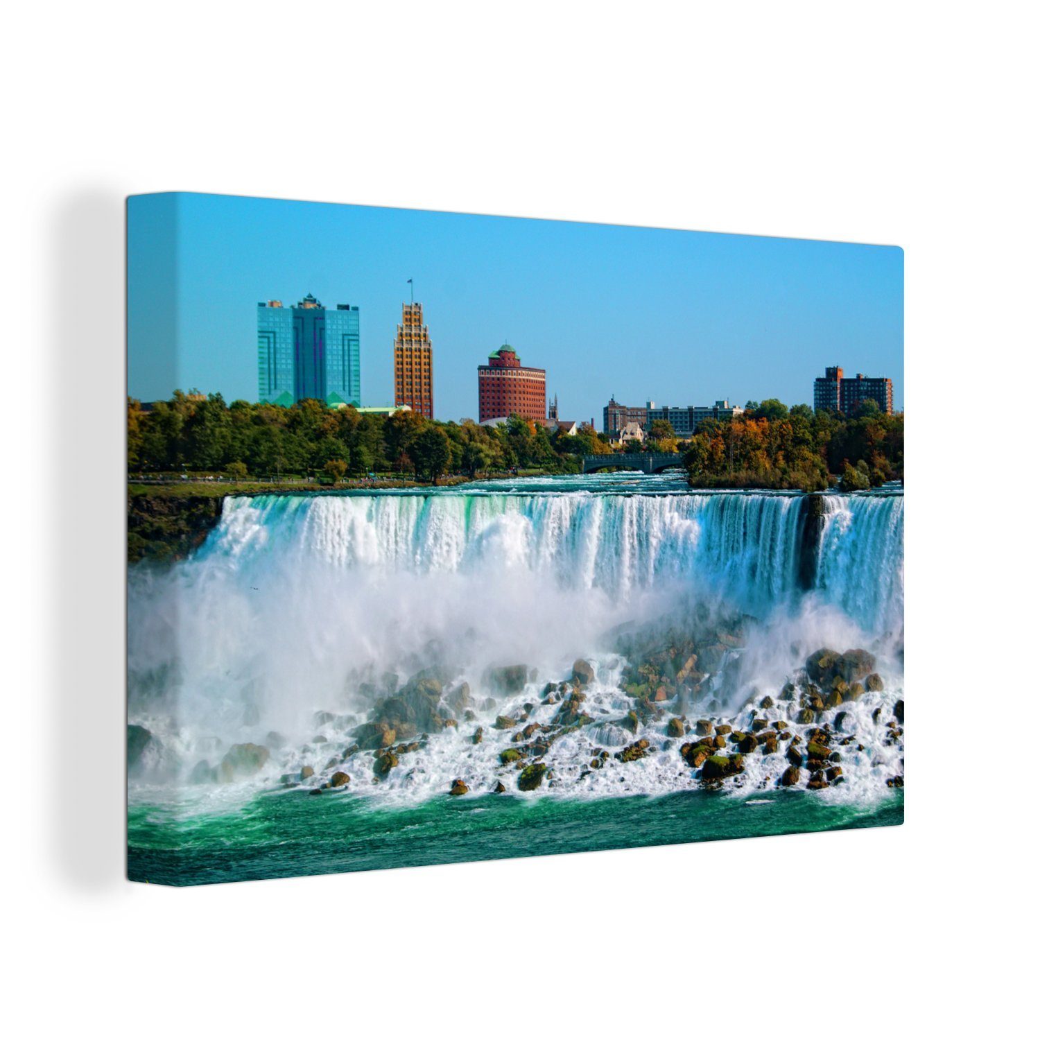 OneMillionCanvasses® Leinwandbild Schöner blauer Himmel über den Niagarafällen, (1 St), Wandbild Leinwandbilder, Aufhängefertig, Wanddeko, 30x20 cm