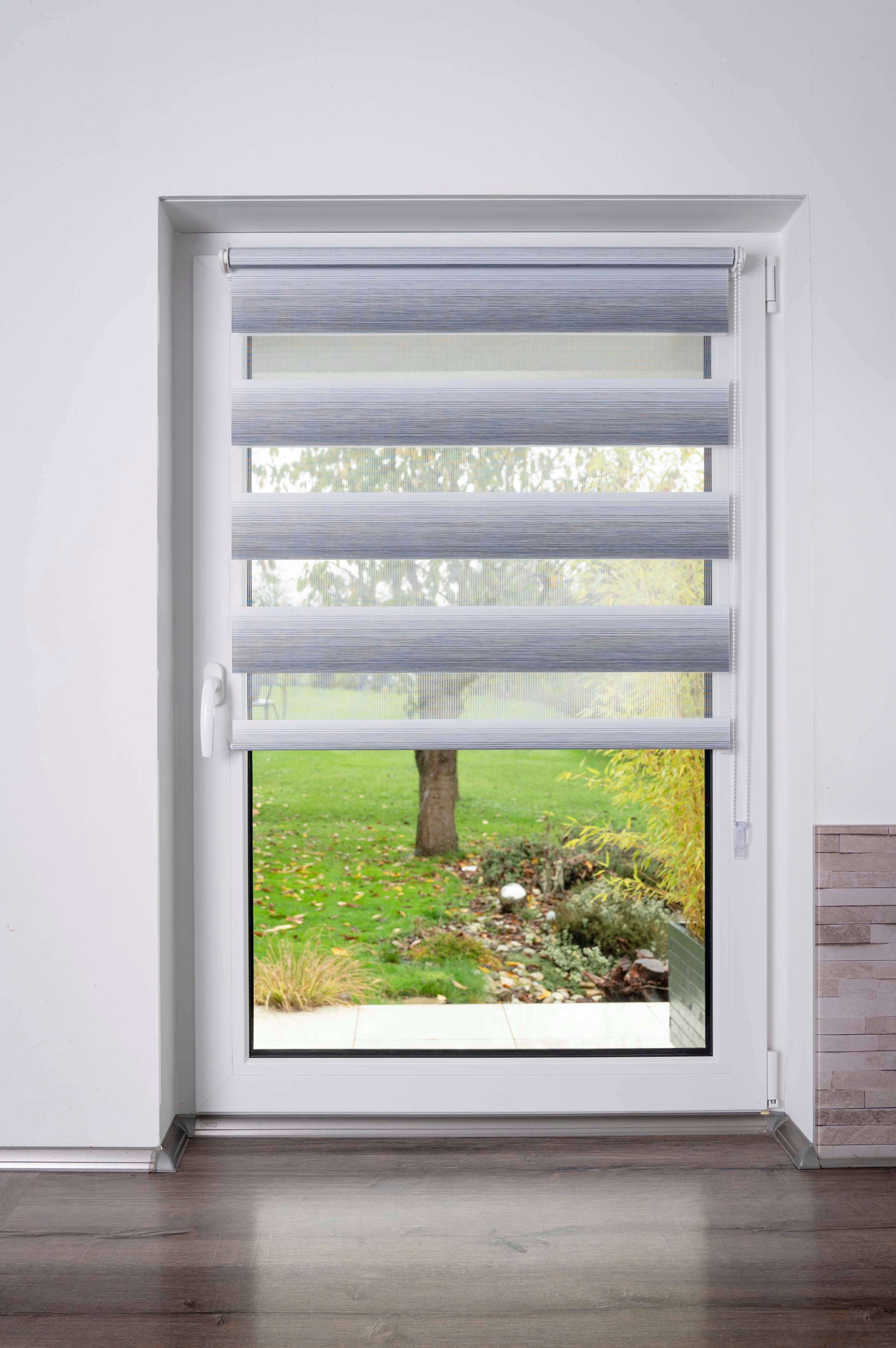 Doppelrollo mit schönen Farbverlauf, K-HOME, Lichtschutz, ohne Bohren, freihängend, Klemmfix