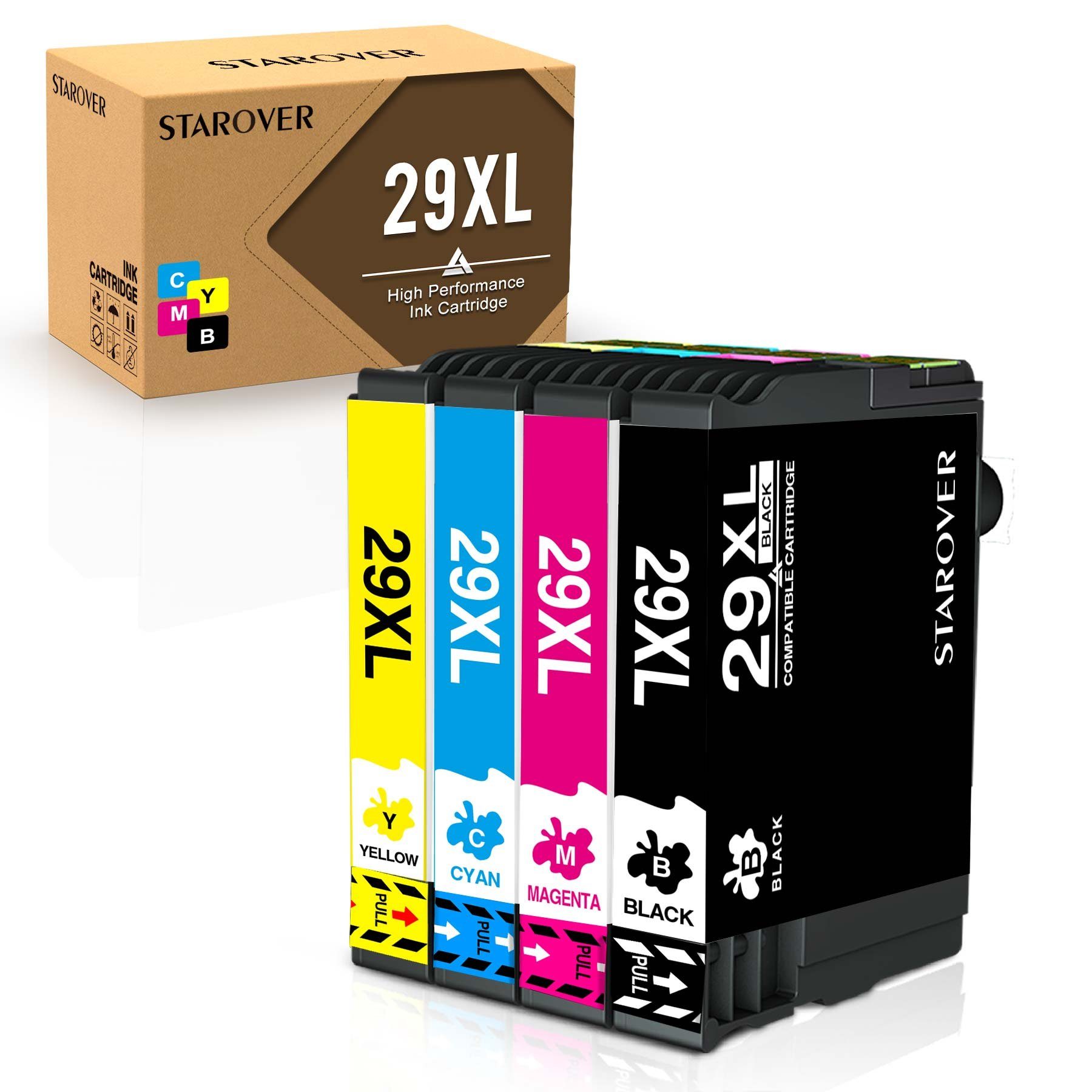 STAROVER 4PK Multipack ersetzt für EPSON 29XL Tintenpatrone (für Epson Expression Home XP 352 342 235, 332 455 245 442 435 335 345 355 Drucker)